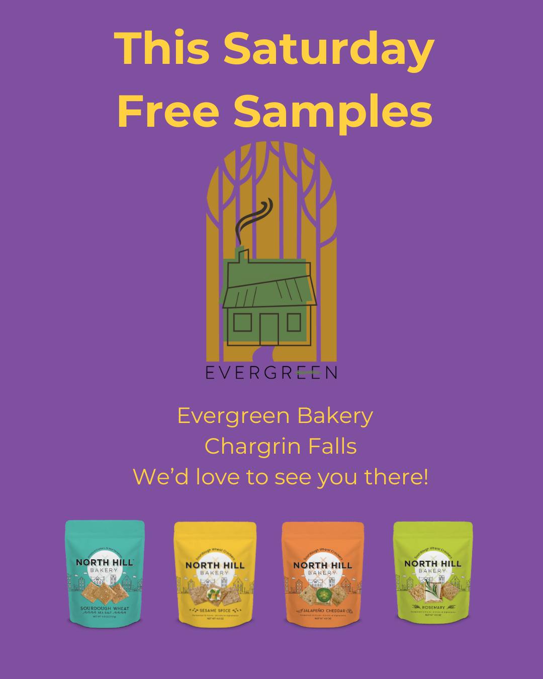 We will be handing our samples at our FAVORITE local bakery, Evergreen in Chagrin Falls. Stop in for some artisan bread & pastries and samples of North Hill Crackers. We will have all of our flavors for sale, including our seasonal, Strawberry Chocolate.
#chagrinfalls #smallbusiness #eatlocal #cleveland #crackers #realfood #solon #NorthHillCrackers