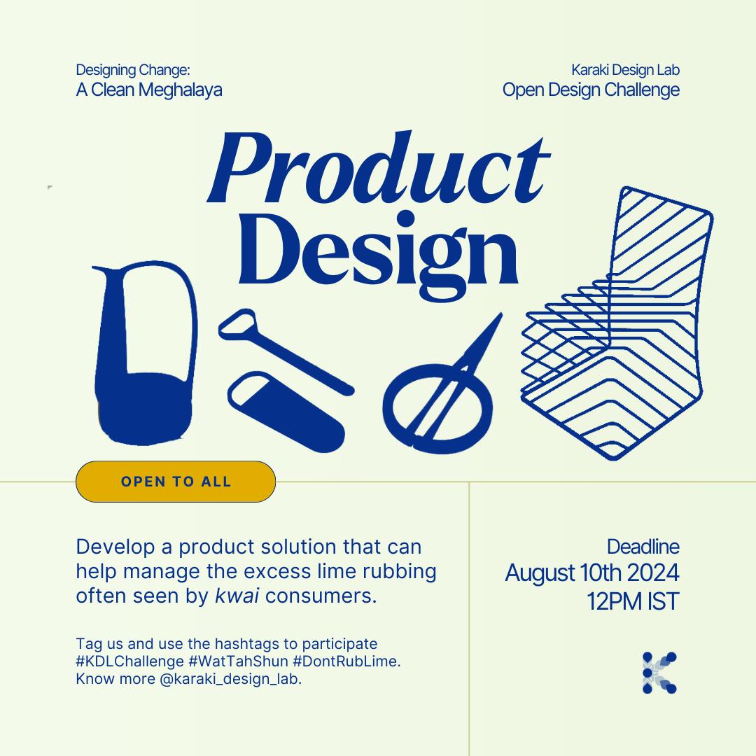 Attention Product Designers and Maker Movement Enthusiasts! 🚀
Explore the Product Design category of our challenge and showcase your creativity. We're on the lookout for:
✨ Delightfully useful ideas
🔧 Functional concepts
💡 Cost-effective and scalable designs
🌍 Culturally sensitive solutions
Participate by tagging us @karaki_design_lab and using the hashtags #KDLChallenge #WatTahShun #DontRubLime.
Design change in Meghalaya!
#DesignChallenge #ProductDesign #InnovativeDesign #CreativeSolutions #SustainableDesign #DesignForChange #DesignInspiration #MakerMovement #DesignCommunity #DesignWithPurpose #CraftingCulture #HumanCenteredDesign #DesignThinking #MeghalayaDesign
