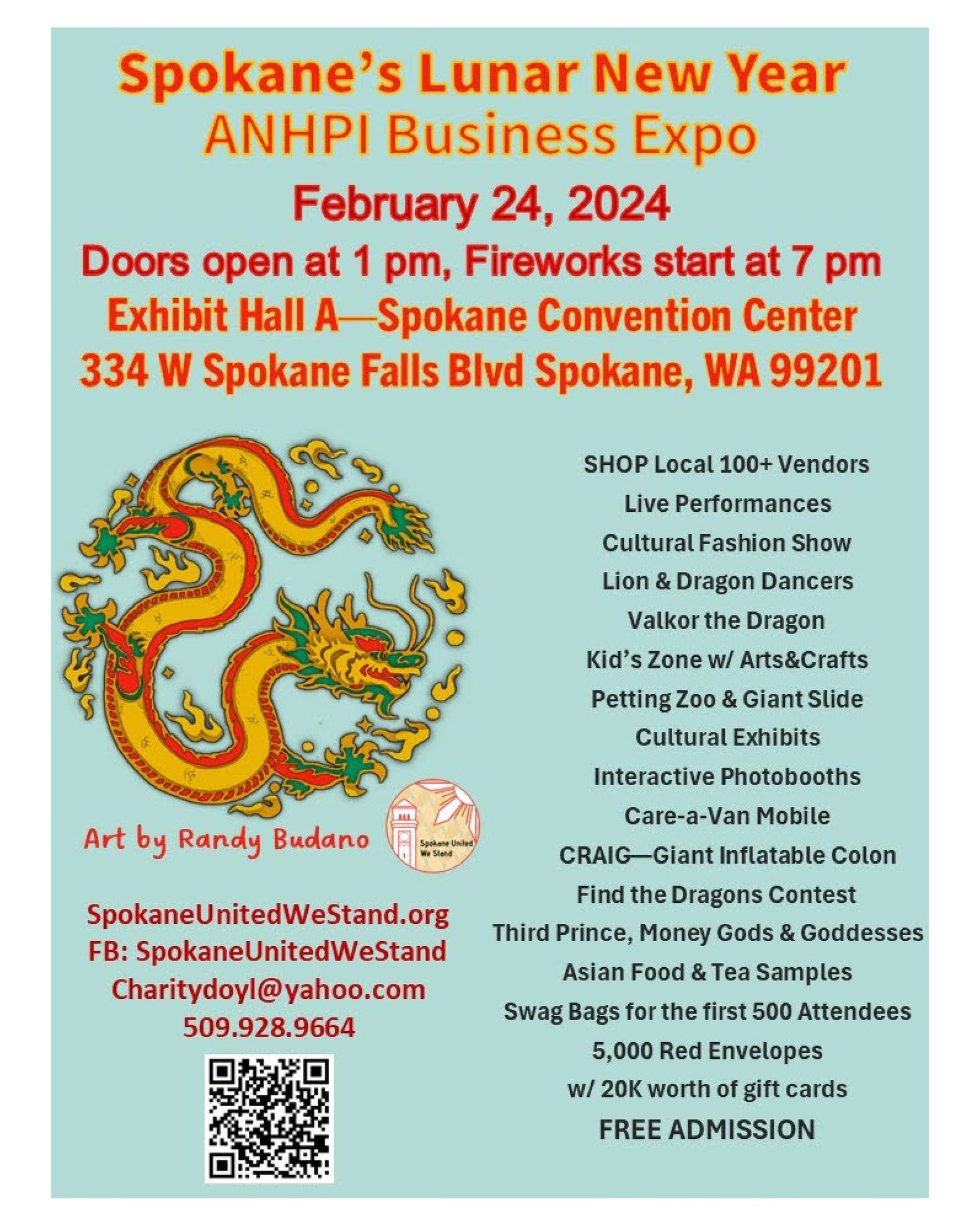 Our first Lunar New Year event is tomorrow, Sat the 24th, at the Spokane Convention Center and we're so excited. Come visit us from 1p-7p and then enjoy the fireworks right after! We'll have CBD Naturals, Tatted UPkeep and Calm the Bush Beard Cream. Can't wait to see you there! :)
#YearOfTheDragon #yearofthedragon