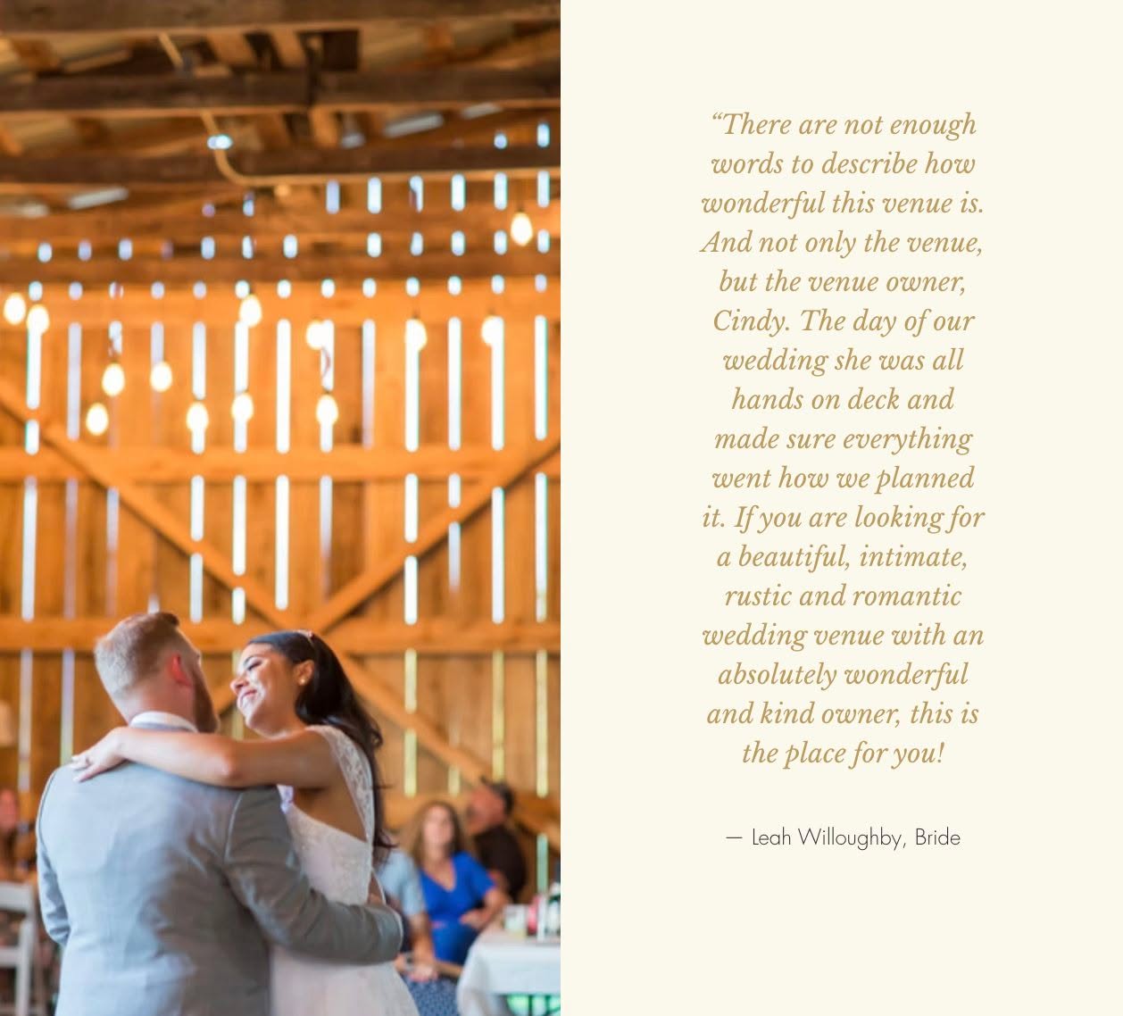 ๐ฃ What brides are saying about getting married at Bliss in the Barn! ๐ฅฐ We are so grateful.
Ready to dive in and learn more about our rustic Southern Maryland wedding and events venue?
Head to ๐ blissinthebarn.com/faq ๐ to find answers to common questions we get! Now booking 2025/26 events. Reach out ASAP to set up a venue tour ๐ท
#blissinthebarn #marylandweddingvenue #barnvenue