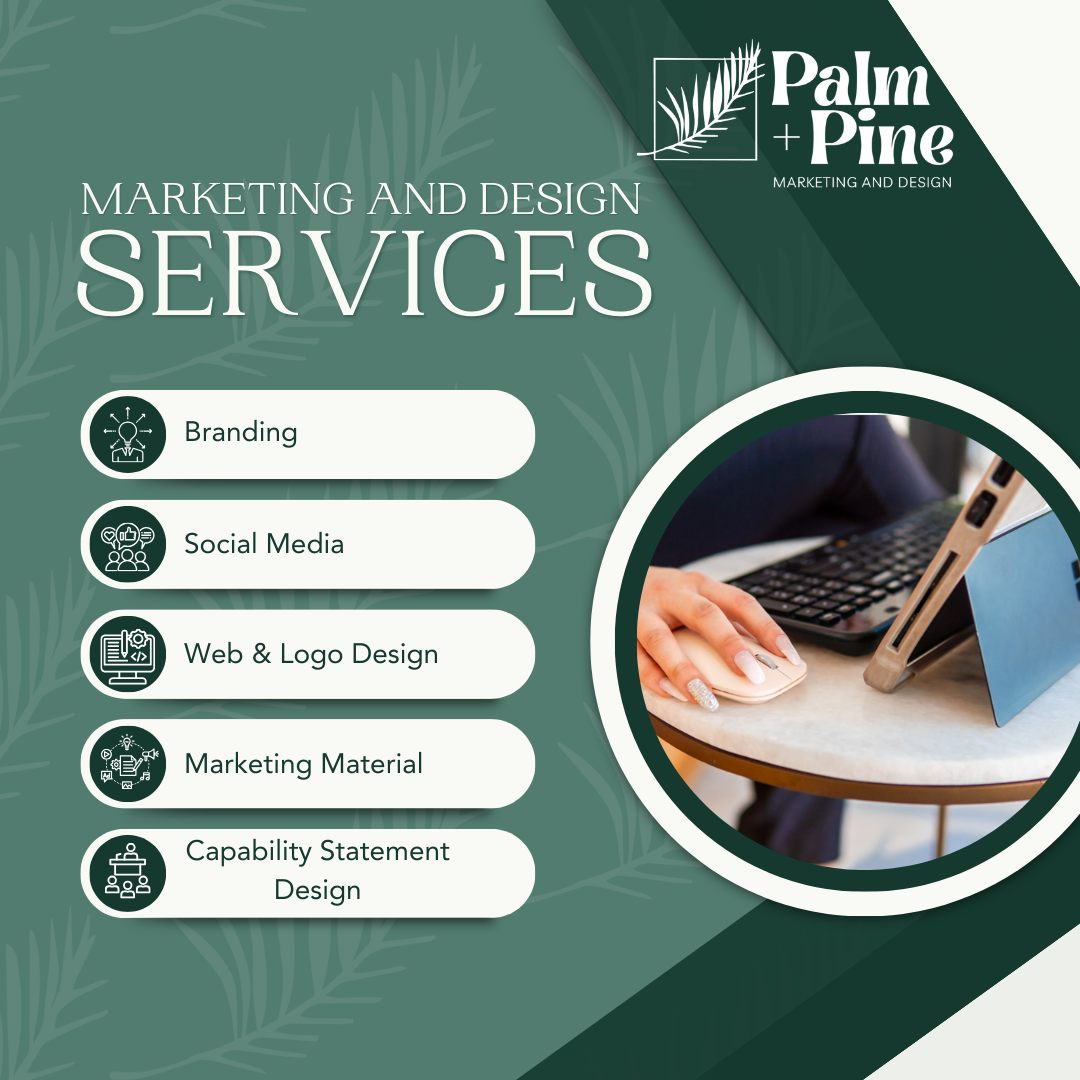 Turn your business dreams into reality with Palm + Pine! 🌟
We're not just another social media agency – we're your ultimate growth partners! We're here to take your brand from seed to sensational success! 🌱
Our team is ready to level up your online presence through strategic social media management! 📱✨
So why wait? Let's ignite your brand's journey together!
#FromSeedToSuccess #PalmPineMarketing #SocialMediaAgency
#SocialMedia #SocialMediaMarketing #Branding #SocialMediaTips #Business #CapabilityStatement #BrandDesign #Marketing #WebDesign #LogoDesign