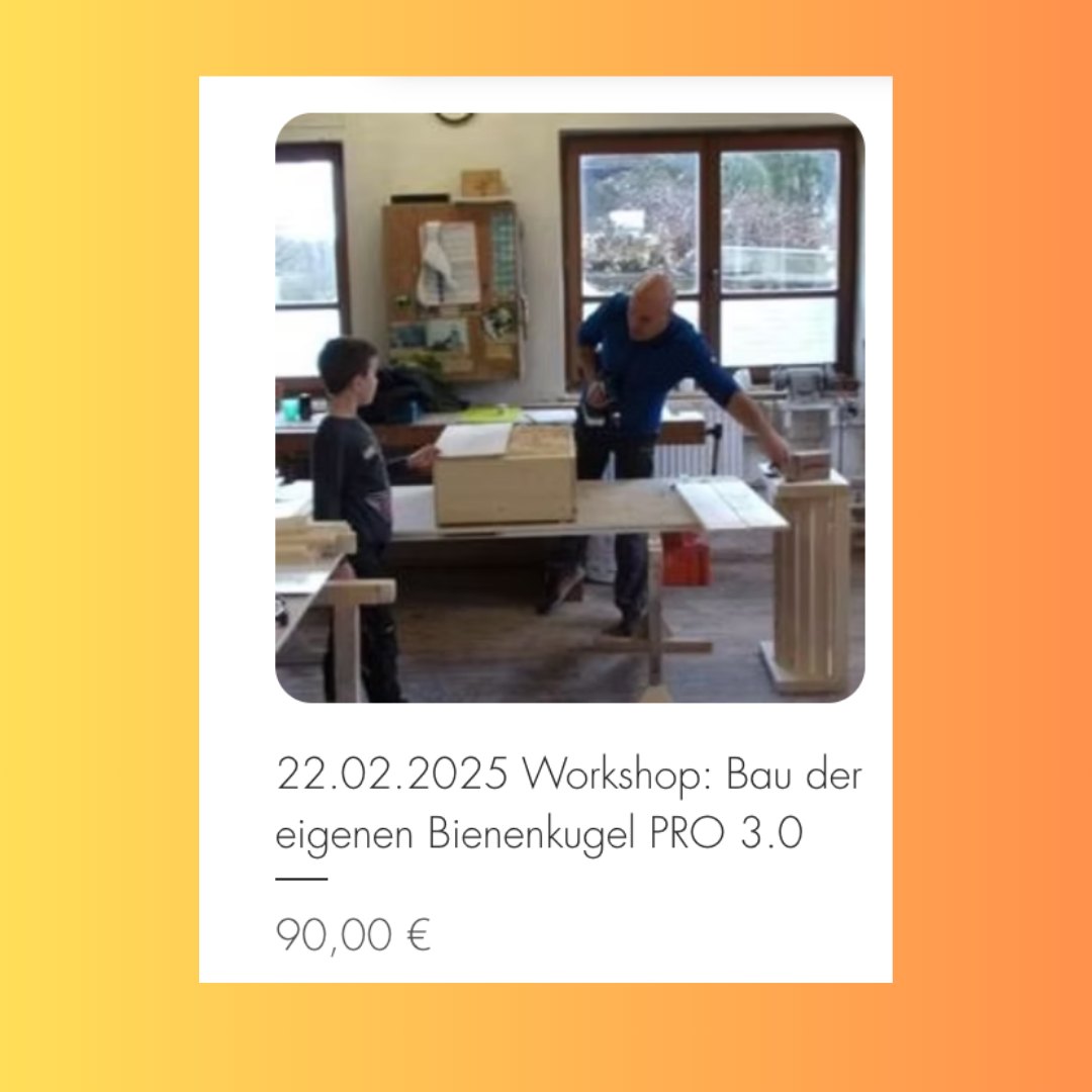 🐝✨ Workshop: Bau der eigenen Bienenkugel PRO 3.0 🛠️🍯
Am 22.02.2025 hast du die Chance, in unserem Workshop deine eigene Bienenkugel PRO 3.0 zu bauen! 🐝💛 Für nur 90,00 € lernst du alles, was du für den Bau und die nachhaltige Bienenhaltung mit der Bienenkugel wissen musst.
🔨 Was erwartet dich?
Schritt-für-Schritt-Anleitung zum Bau deiner eigenen Bienenkugel
Tipps und Tricks für naturnahe Imkerei
Austausch mit anderen Bienenfreunden und Imkern
🌿 Warum die Bienenkugel PRO 3.0?
Naturnaher Wabenbau, optimale Temperaturregulierung und stressfreie Bienenhaltung – ideal für Anfänger und erfahrene Imker!
📍 Melde dich jetzt an und sichere dir deinen Platz!
🐝 Gemeinsam für die Bienen – nachhaltig, innovativ und zukunftsorientiert!
#Bienenkugel #ImkerWorkshop #NachhaltigeImkerei #Bienenliebe #RettetDieBienen #BienenFreunde #ImkernLernen #Bienenhaltung #DIYImkerei