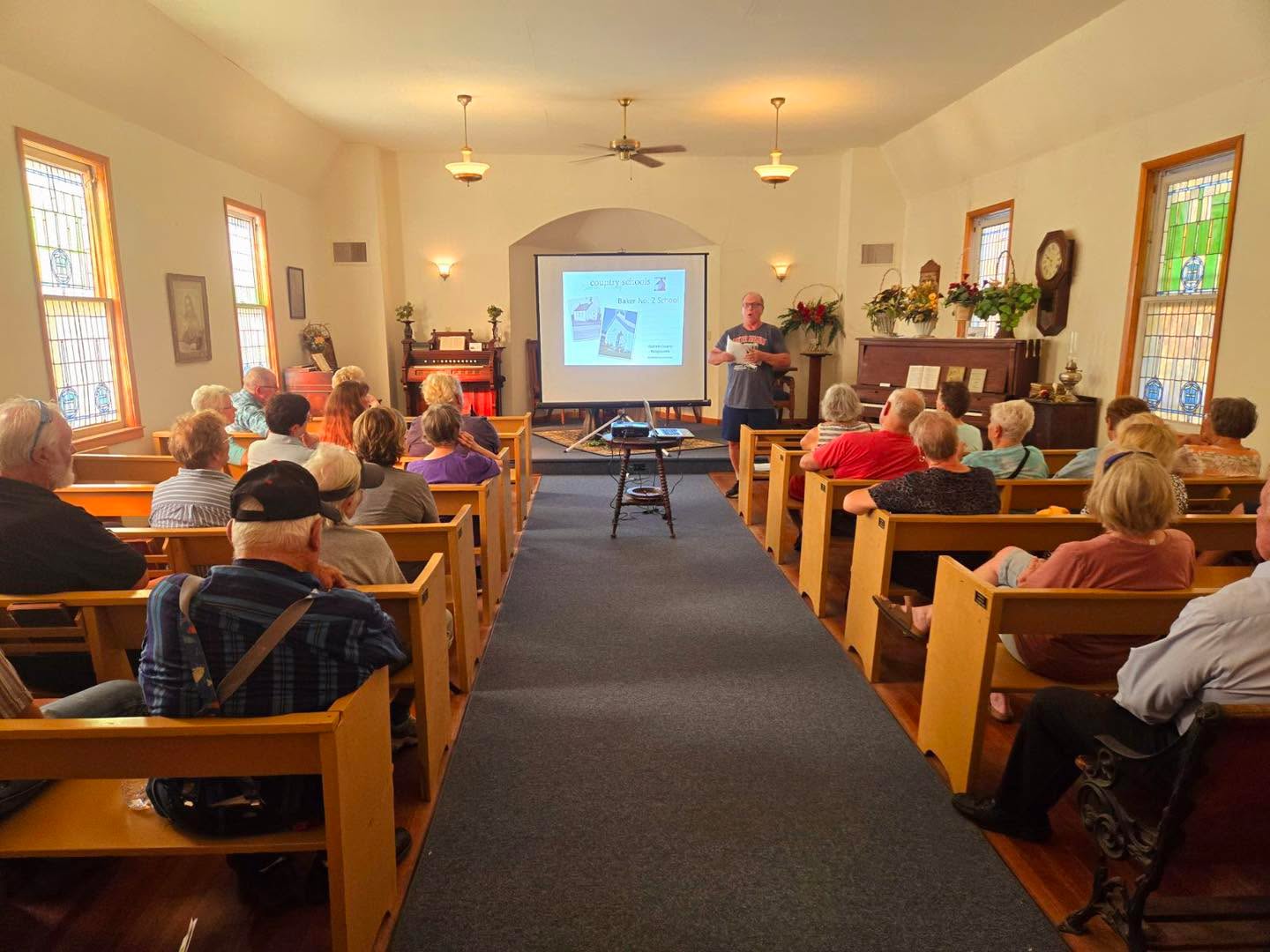 Our country school program presented by Rod Stanley has started. We will have grilled hot dogs, root beer floats, and live music around 6pm. Please join us!