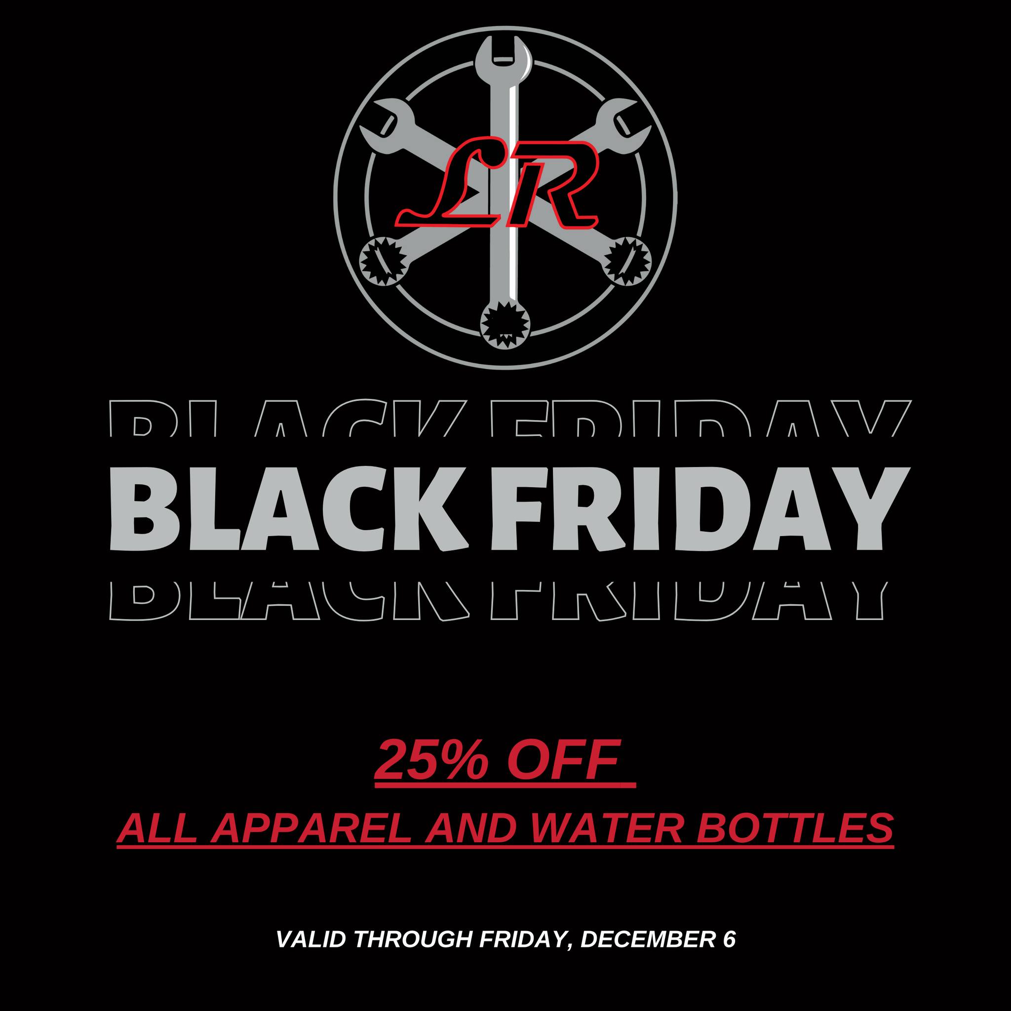 25% OFF ALL APPAREL AND WATER BOTTLES
GREAT GIFTS AND STOCKING STUFFERS
https://lynksracing.com/product-category/apparel-accessories/