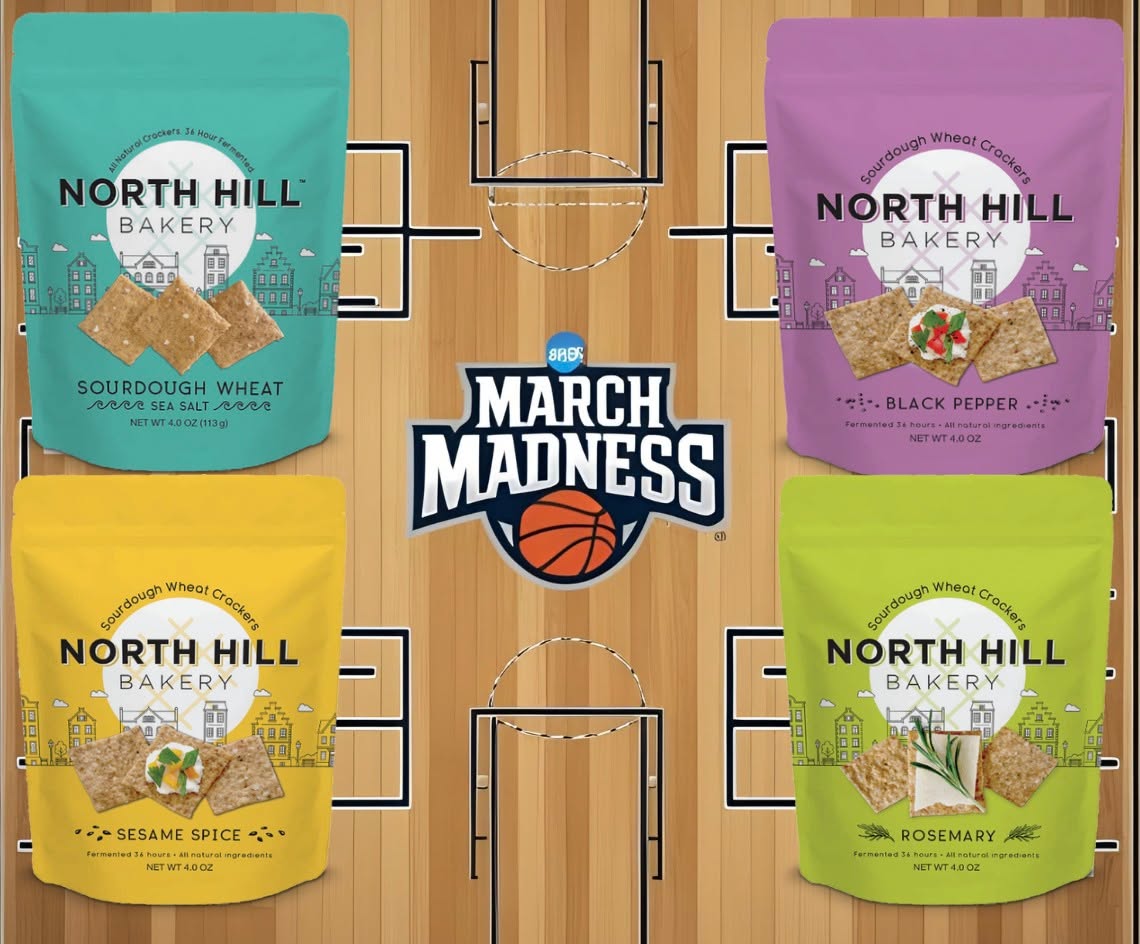 March Madness is heating up ๐๐ฅ, but no matter whose team is in your bracket, you can be a champion with North Hill Bakery Crackers ๐! Whether you're cheering on a Cinderella story or a top seed our delicious flavors like Rosemary, Sea Salt, Black Pepper, and Sesame Spice are sure to be the MVP of your snack game. So grab a bag and get ready to crunch your way to victory! ๐ #MarchMadness #SnackChampions #NorthHillBakery #basketball #snacks #sourdough #heinensgrocery