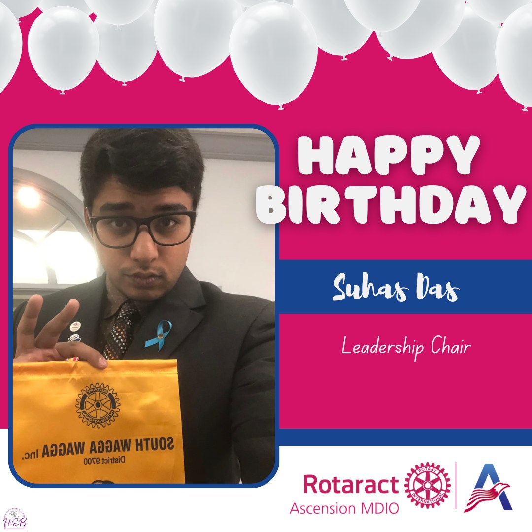 Happy Birthday, Suhas!! All of us at Ascension hope you have a fantastic day celebrating!! 🎉 #HappyBirthday #Birthday #AscensionRotaract #Rotaract