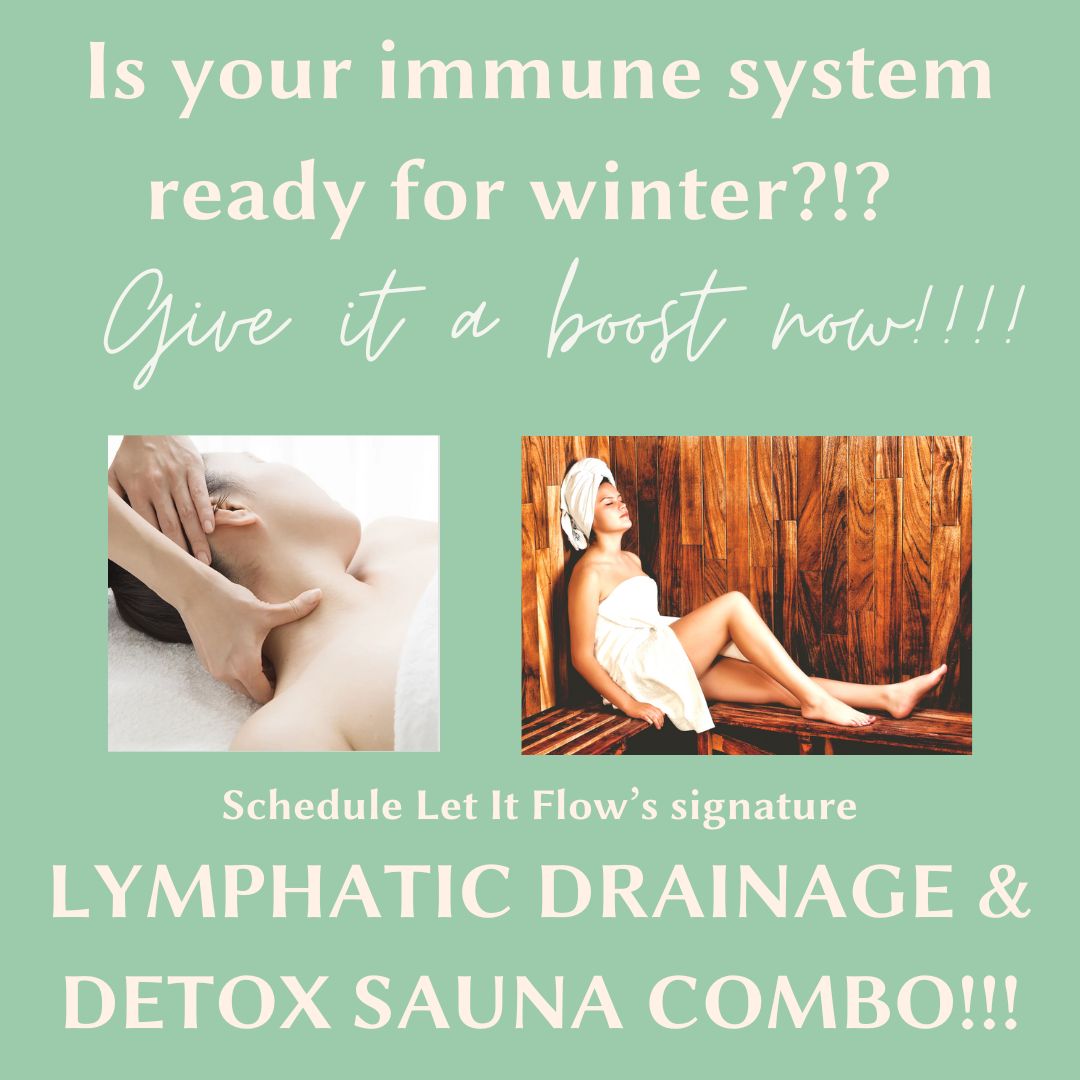 😷Get ready for cold and flu season while relaxing @ Let It Flow Massage & Wellness center and experience our signature Lymphatic Drainage & Detox Sauna Combo!!!
💆♀️ Your session will start off with a deeply relaxing Manual Lymphatic Drainage Therapy - This therapy consists of a light, skin-stretching massage that helps promote the movement of lymphatic fluid by gently moving it along and increasing the lymphatic flow. The Lymphatic Flow is important for optimal functioning of immune system responses. The lymph nodes monitor the lymph flowing into them and produce cells and antibodies which protect our body from infection and disease. Stretching the Lymphatic System with MLD speeds the lymphatic flow up by 10 to 20 times faster after just one session allowing more waste to be flushed through it!
🙌 Once the lymph is flowing from the MLD Therapy you'll hop into our 3 in 1 Infrared Sauna and experience the detox program!!! Our sauna uses cutting edge technology to integrate all 3: near, mid and far infrared rays into your session. These targeted rays fluctuate during the sauna program to help the body detox.
✨ Either of these therapies alone are fabulous for the immune system, combined they create Let It Flow's signature immune system boost that leaves our clients saying "My body feels like it wants to run" , "That was so rejuvenating" , "I feel energized but not like from coffee, like a natural energy in my cells"
💧Prepare for your session by being well hydrated and drinking a full glass of water when you arrive - staying well hydrated for the 48 hours following your session will keep the lymphatic system flowing and flushing out the waste -
🫶This combination is highly recommended going into the cold and flu season and several times throughout the year to keep you flowing!!!
📅 Schedule a session now at Let It Flow Massage & Wellness Center!!! Online scheduling is conveniently available on our website - check out the Infrared Sauna Page to schedule now - link in bio!!
