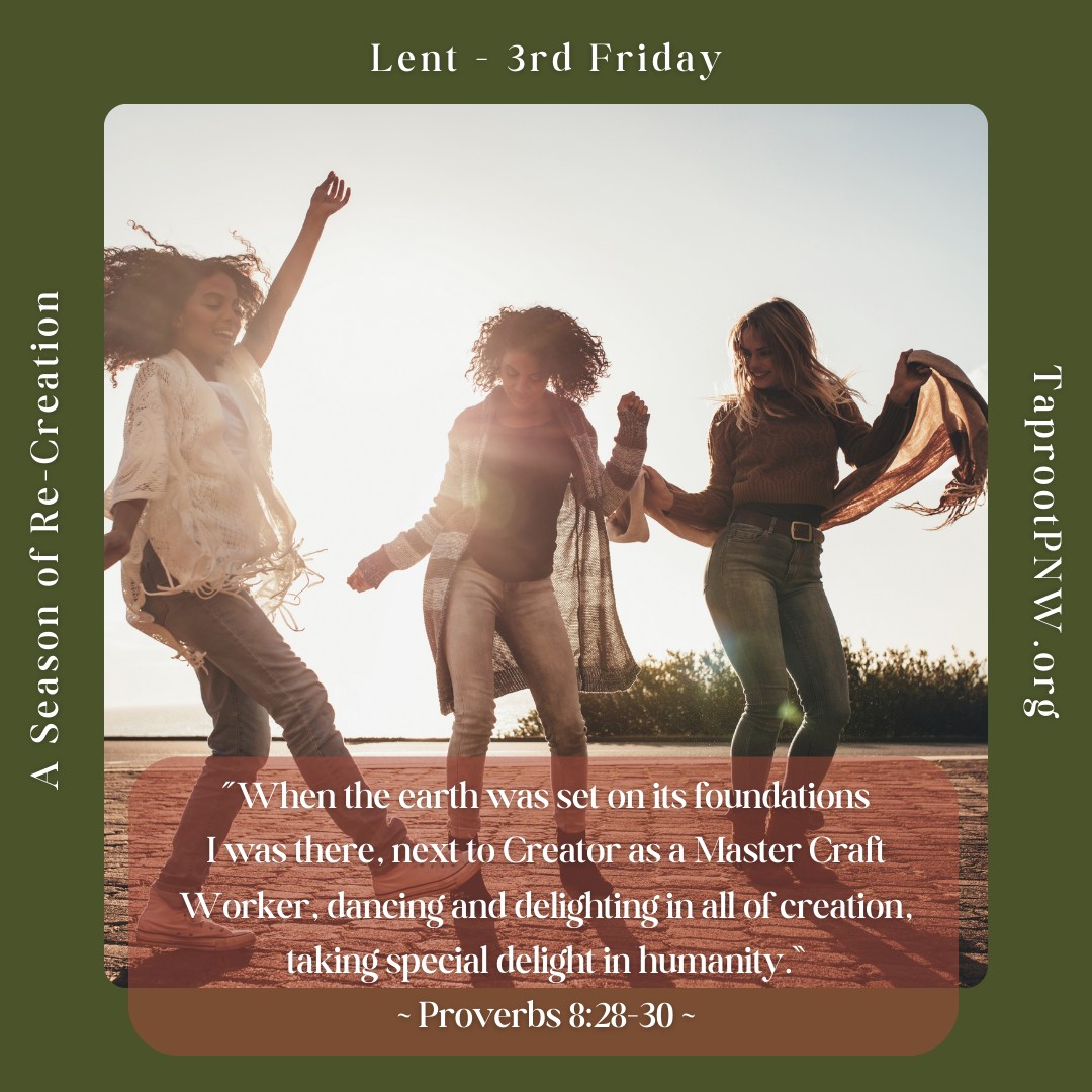 Have you noticed something in creation today that made you want to dance? You're in good company! Lady Wisdom is dancing with you. Sometimes the actions of humanity are too heavy to hold. So, moving, drumming, dancing, and remembering our connection with nature can help us to release that tension from our bodies.
#Lent2025 #Proverbs #wisdom #creationcare #justice #deeproots #listen #dance #makemusic #connectwithcommunity