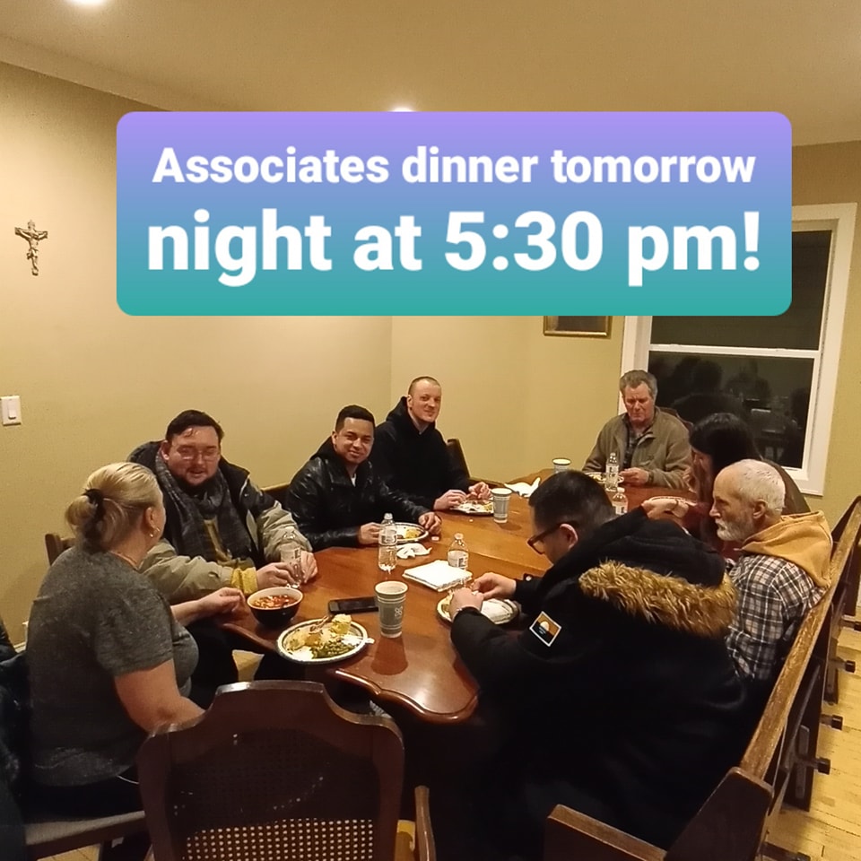 You are invited! Join us tomorrow night, Monday November 24th for our monthly Missionary Associates dinner. It starts with Evening Prayer at 5:30pm followed by a discussion on evangelization and dinner. We will meet at 2126 W Michigan St. Milwaukee, WI 53233