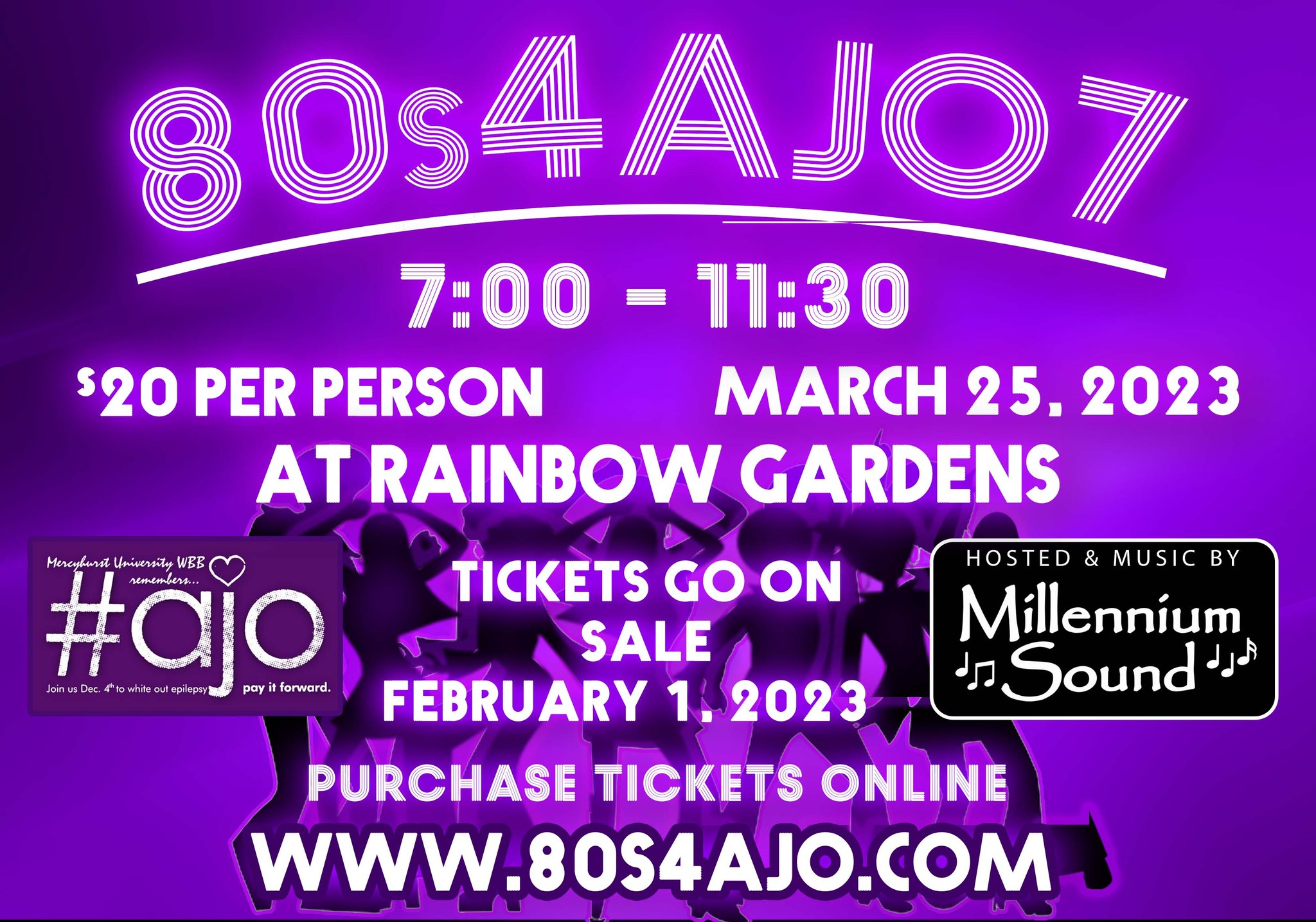 The countdown is on for 80s4AJO on March 25 at Rainbow Gardens! Get your tickets at www.80s4AJO.com!
#80s4ajo #MillenniumSoundProductions #80sparty
