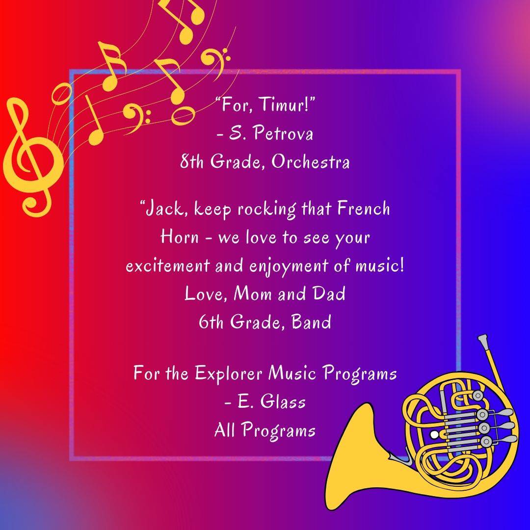 Today is the last day of our fundraising drive! Thank you to everyone who has donated, and shared about our fundraiser. You can still donate online: https://www.explorermusicboosters.org