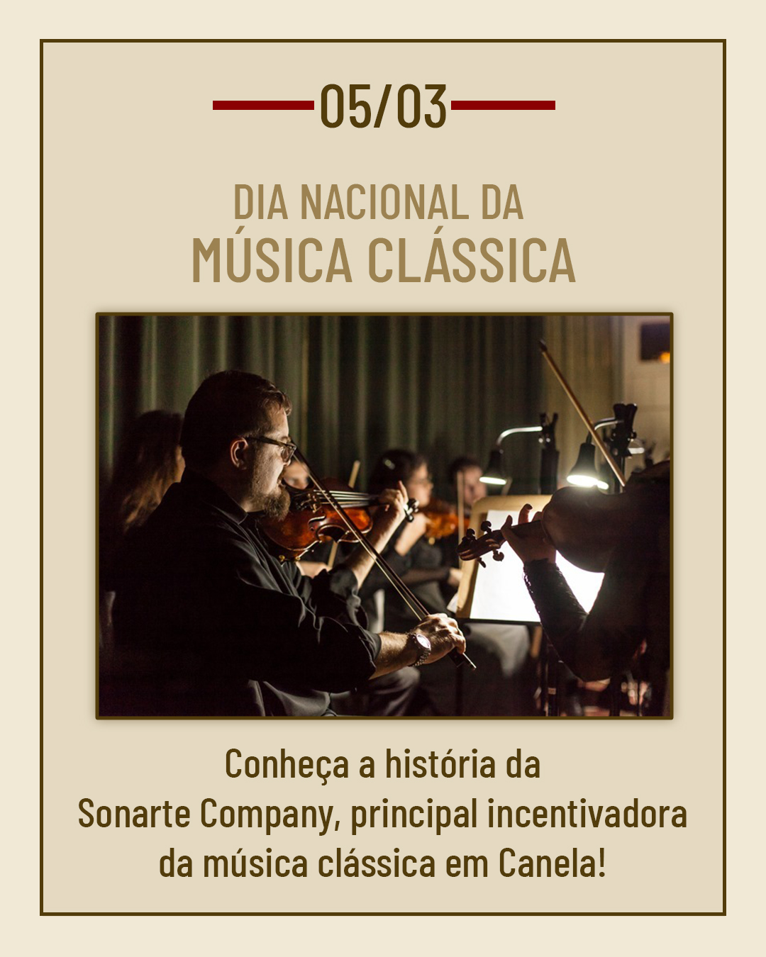🎼 Hoje é o Dia Nacional da Música Clássica! Como homenagem, contamos um pouquinho da história da Sonarte Company, a principal incentivadora deste gênero musical em Canela.
#DiaDaMúsicaClássica #MúsicaClássica #SonarteCompany #Canela #Cultura