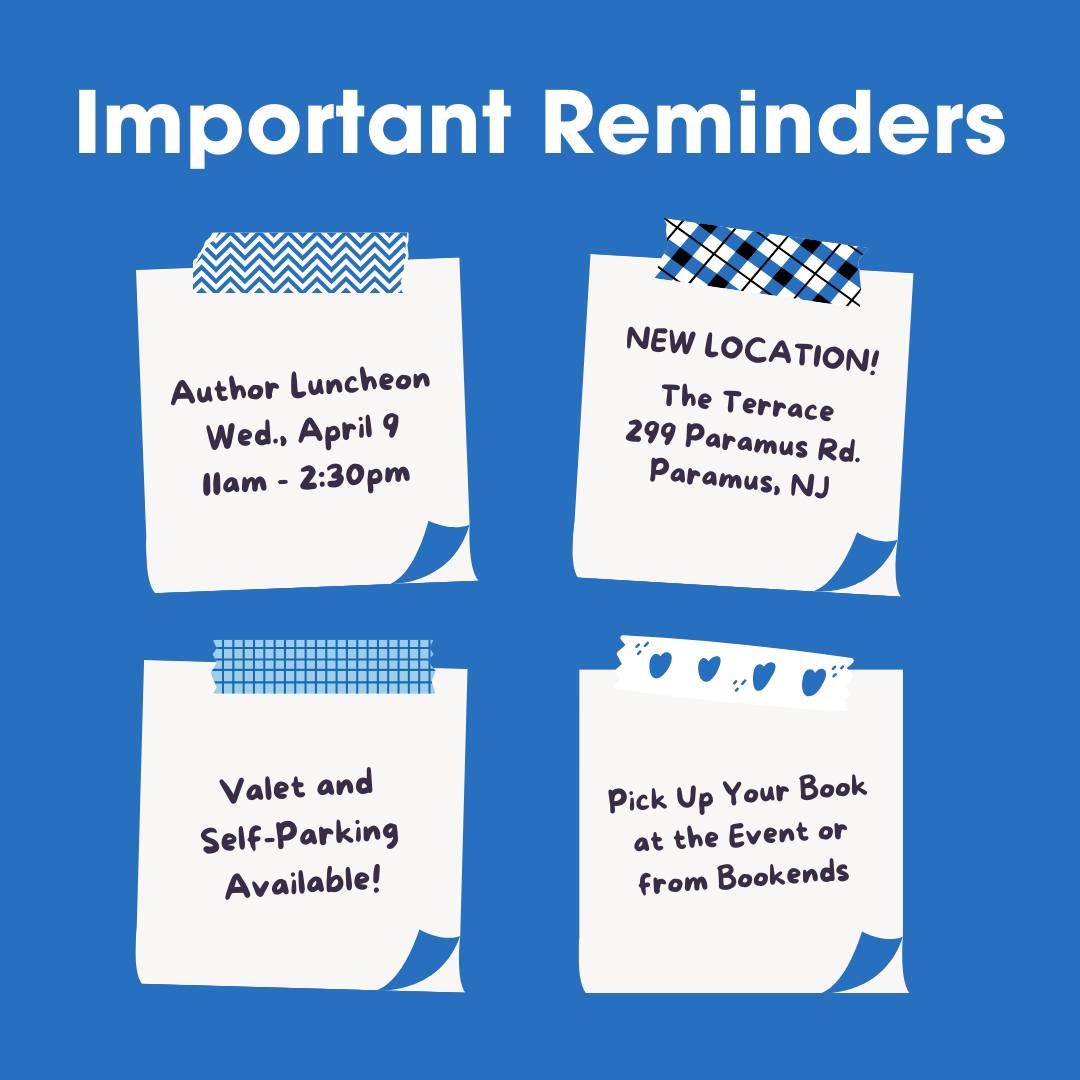 If you are attending the Author Luncheon tomorrow, April 9, please be sure to check your email for important reminders about the event, including details on our NEW VENUE, The Terrace in Paramus. You'll also find information about the schedule, silent auction and book pick-up. If you have any questions, please message us here. See you soon!
#FriendsoftheLibrary #RidgewoodPublicLibrary #AuthorLuncheon #MarieBenedict