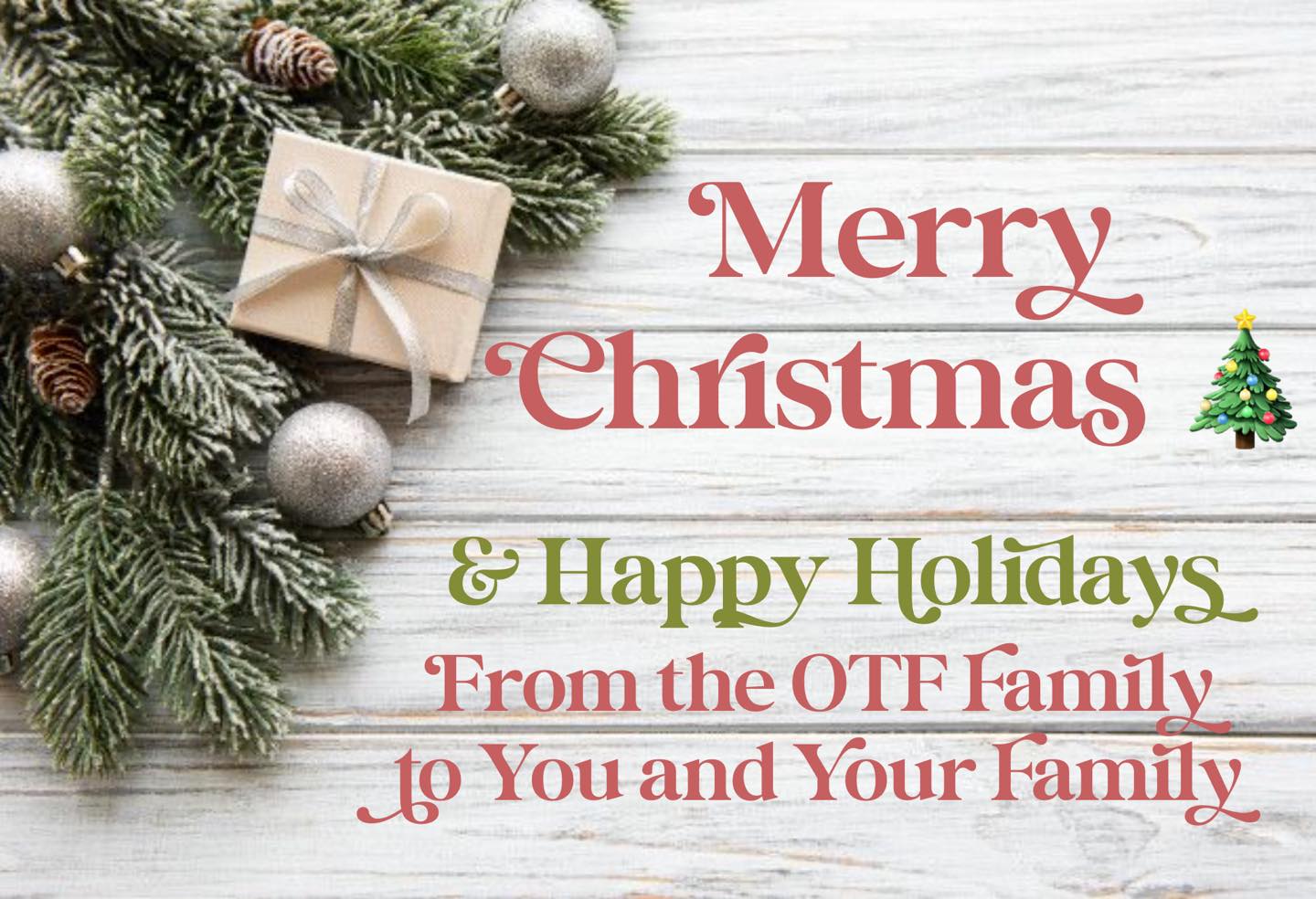 Merry Christmas and Happy Holidays! Just a friendly reminder that we are closed for Christmas Eve and Christmas Day. We will resume normal hours Tuesday December 26th and yes we are open New Years Day.