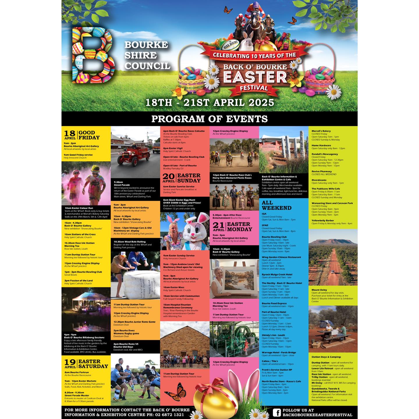 - BACK O BOURKE EASTER FESTIVAL -
I’ve been flat out over the past few months with lots of work for the fabulous Back O Bourke Easter festival on next weekend!!!
Here’s the program of events I designed!
Checkout what’s on!! So much fun to be had!!
#lauragillarddesign #designer #backobourke #bourke #backobourkeeasterfestival #poster #posterdesign #programdesign #events