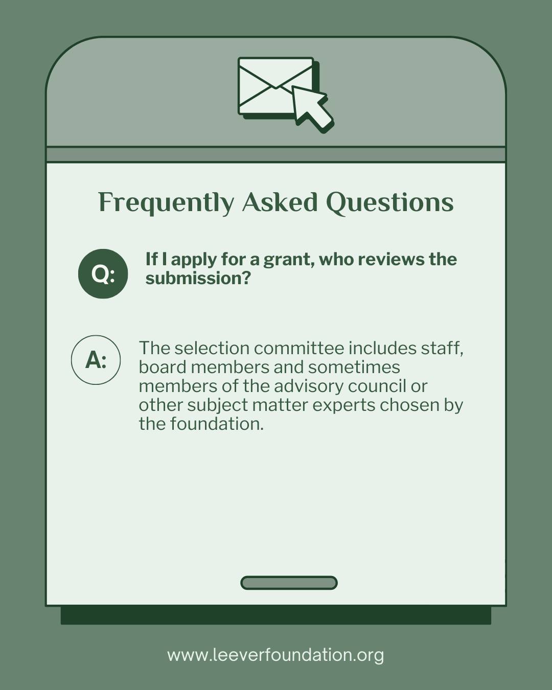 The Leever Foundation’s grant season is in full-swing! Knowing that the application process can raise many questions, we’ve compiled answers to some of the most frequently asked questions we receive.
Have more questions? Drop them in the comments or send us a DM! 📩
#GrantFAQs #GrassrootsFunding #WaterburyGrants #LeeverFoundation