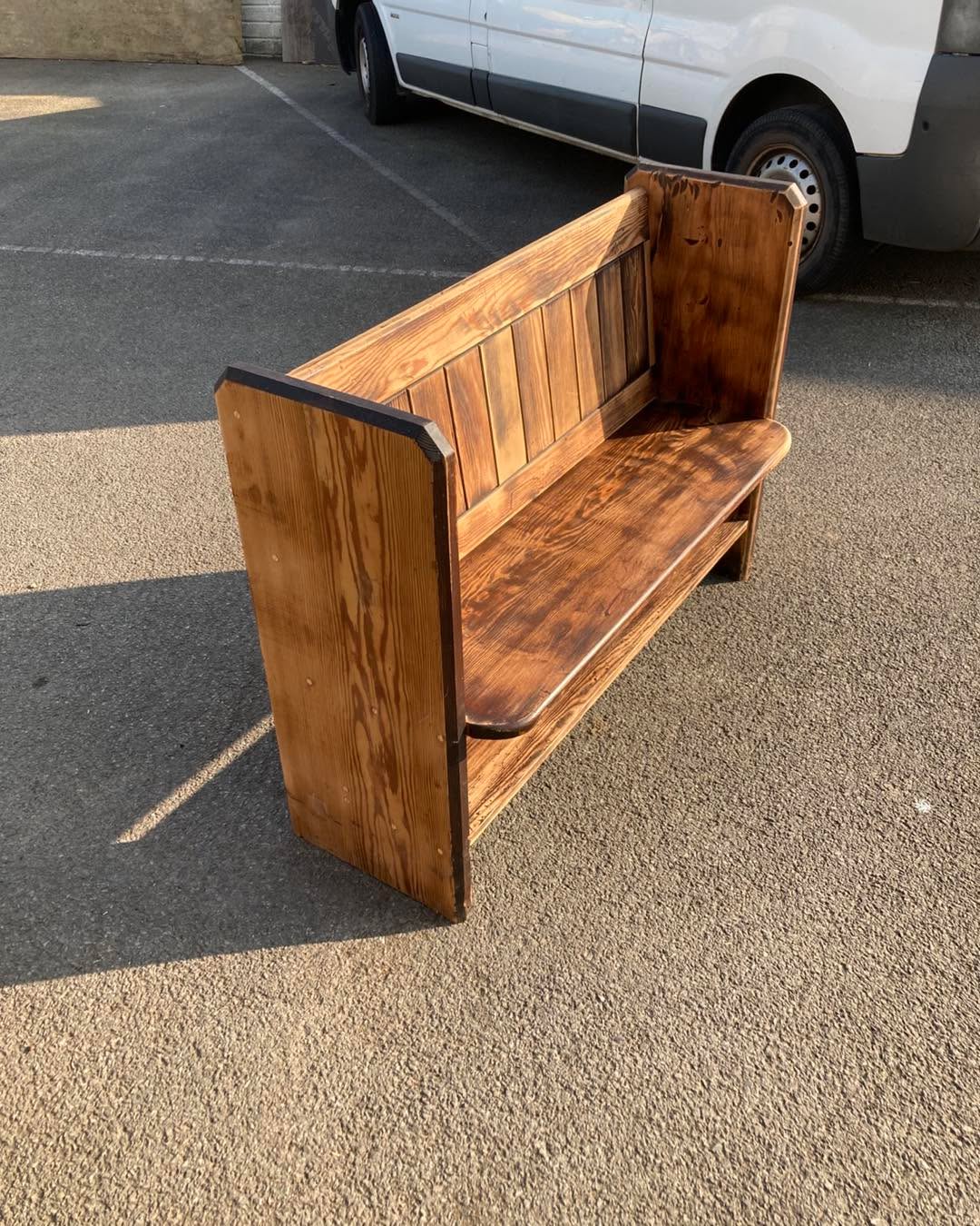 Take a pew! We have some pitch pine pews in stock.
We’ve adapted a couple into more manageable sizes, these are £200 and 4’ long.
The full length originals are about 8’ and £300 each.
#pew #reclaimed #reclaimedpew #reclaimed #wood #reclaimedwood #bench #reclaimedfurniture