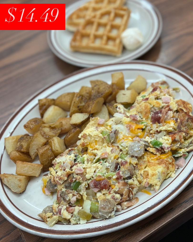 Happy Friday!
We always mention our specials, but today we wanted to talk about a few POPULAR breakfast menu items.
Joe’s Scramble:
Two eggs scrambled with bacon, ham, sausage, onion, bell pepper, green chili and cheese.
Comes with two sides:
1) hashbrowns, home fries, grits, oatmeal, fresh fruit, or cottage cheese.
2) your choice of toast, English muffin, pancakes, French toast, half waffle or a homemade buttermilk biscuit.
Skillet:
Your choice of base (hash browns or home fries), four ingredients of your choosing, a topping of your choosing (gravy, cheese, salsa or hollandaise) and two eggs however you would like!
Comes with a side:
1) your choice of toast, English muffin, pancakes, French toast, half waffle or a homemade buttermilk biscuit.
If you haven’t tried one yet, what are you waiting for?!
As always, full menu available all day.
SAME family owned and locally loved ♥️🥞
EST. 1984
2532 S Kolb Rd 85710
520-747-7536
Www.JoesPancakeHouseTucson.com
Dine-in
Takeout
DoorDash
#tucsonlocalbusinesses #Tucson #TucsonFoodie #tucson #localdiner #thingstodointucsonaz #momandpop #thingstodointucsonarizona #tucsonfoodie #tucsonaz #tucsonarizona #supportsmallbusiness #supportlocal #DinerDelights #easttucson #tucsonbreakfast #tucsonlocal #tucsonrestaurants