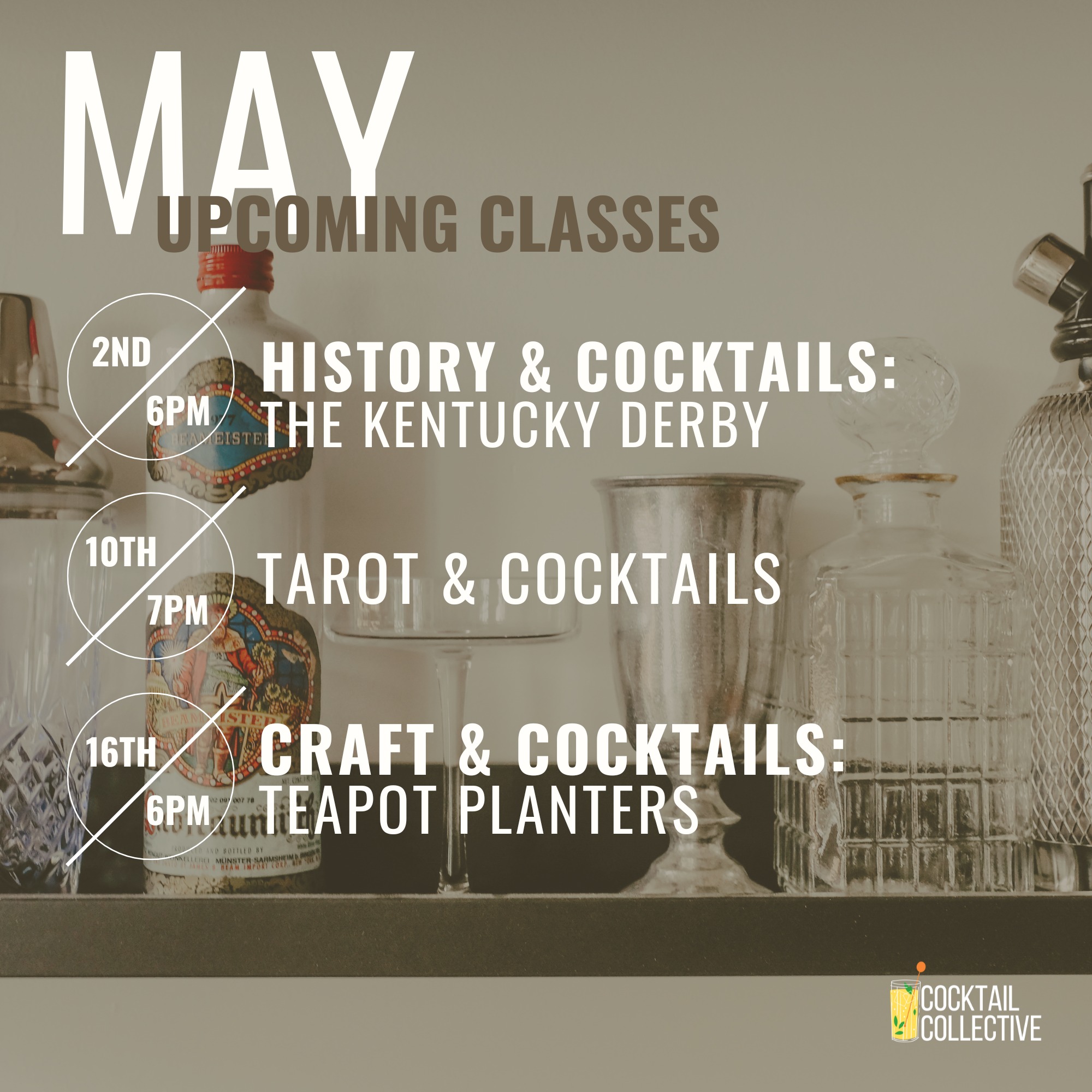 ✨May is pouring over with flavor, craft, and history. ✨
From the bold world of whisky to the mystical energy of tarot and the charm of garden-ready teapots, we’ve got a class to stir every kind of spirit. 🥃🌿🔮
🥃 May 2 – History & Cocktails: The Kentucky Derby
🔮 May 10 – Tarot & Cocktails
🌿 May 16 – Craft & Cocktails: Teapot Planters
🌍 May 17 – World of Whisky
🐝 May 23 – Canvas & Cocktails: Bee Hotels
🎨 May 25 – Craft & Cocktails with Craft Club
🌱 May 30 – History & Cocktails: The Mint Julep (Virtual)
Tickets include expert-led instruction, two drinks, and all supplies.
Spaces are limited, so don’t wait. Link in bio!
#CocktailLovers #MixologyClass #CraftAndCocktails #SLCEvents #CocktailCollectiveSLC #DateNight #CocktailsForYou #WhiskyTasting #CocktailClasses #Mixology #Cocktails #CraftClasses #CocktailCollectiveSLC #CocktailEducation #SLCEvents #SpiritEducation #CocktailCulture #WhiskyLovers #TarotAndCocktails #SmallBusinesses