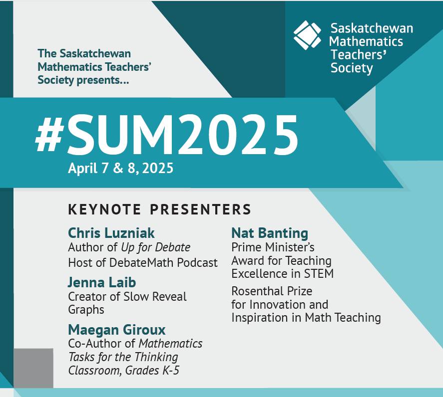📢 The Saskatchewan Understands Math (SUM) Conference is just around the corner! 🎉
❤️ As an Executive Member of the Saskatchewan Mathematics Teachers’ Society, I see firsthand the dedication and effort that go into making this event truly special. Every detail, from planning to execution, is guided by a deep commitment to creating an inspiring and enriching experience for every attendee.
🎯SUM is designed for K-12 math educators and educational leaders passionate about curriculum, number sense, problem-solving, technology integration, and more!
🤝 Connect with fellow educators, gain fresh ideas, and bring new strategies to your classroom.
🗓️ Register now: https://www.smts.ca/sum-2025/registration/