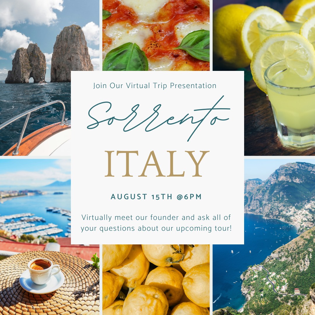 Join our founder, Stefano, for an exclusive hour-long virtual session where you'll dive into the magic of our upcoming Sorrento Lemon Farm Stay. Explore Italy's hidden gems with a live Google Maps tour, connect with fellow travelers, and get answers to all your burning questions.
With only a few spots left, don’t miss this chance to secure your place on an unforgettable October adventure! 🍋🍷✨
Reserve your spot now and bring your love for Italy to this interactive experience: www.iforitalia.com/event-details/sorrento-presentation!