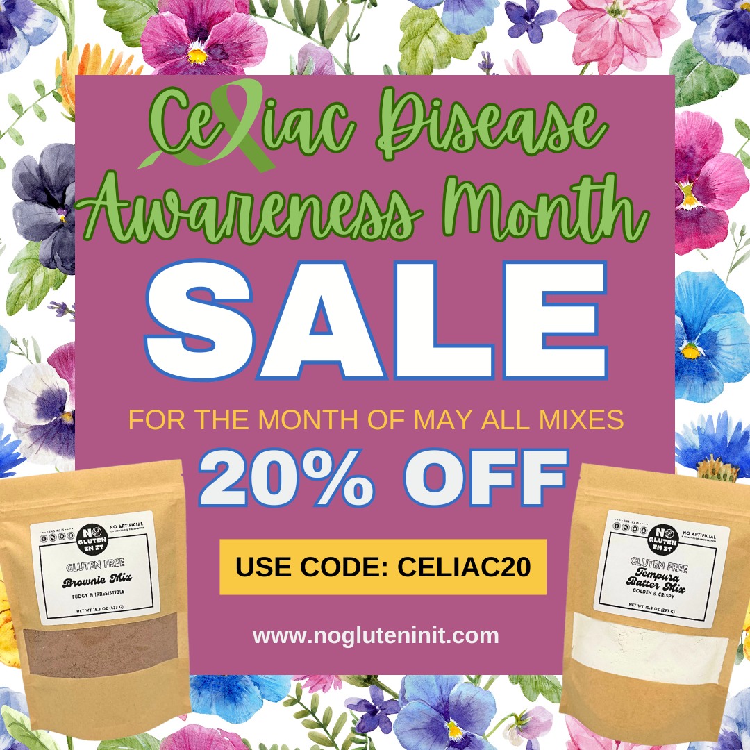 💚 💚 💚 May is Celiac Awareness Month — and we’re celebrating with 20% OFF all month long!
Support gluten-free living with delicious, safe, and allergen-friendly mixes from No Gluten In It.
Use Code: Celiac20
Shop now and save!
www.NoGlutenInIt.com
#CeliacAwarenessMonth #GlutenFree #NoGlutenInIt
