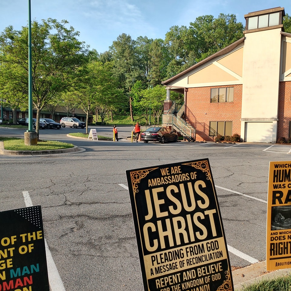 Proclaiming the gospel at the abortion mill in Baltimore.