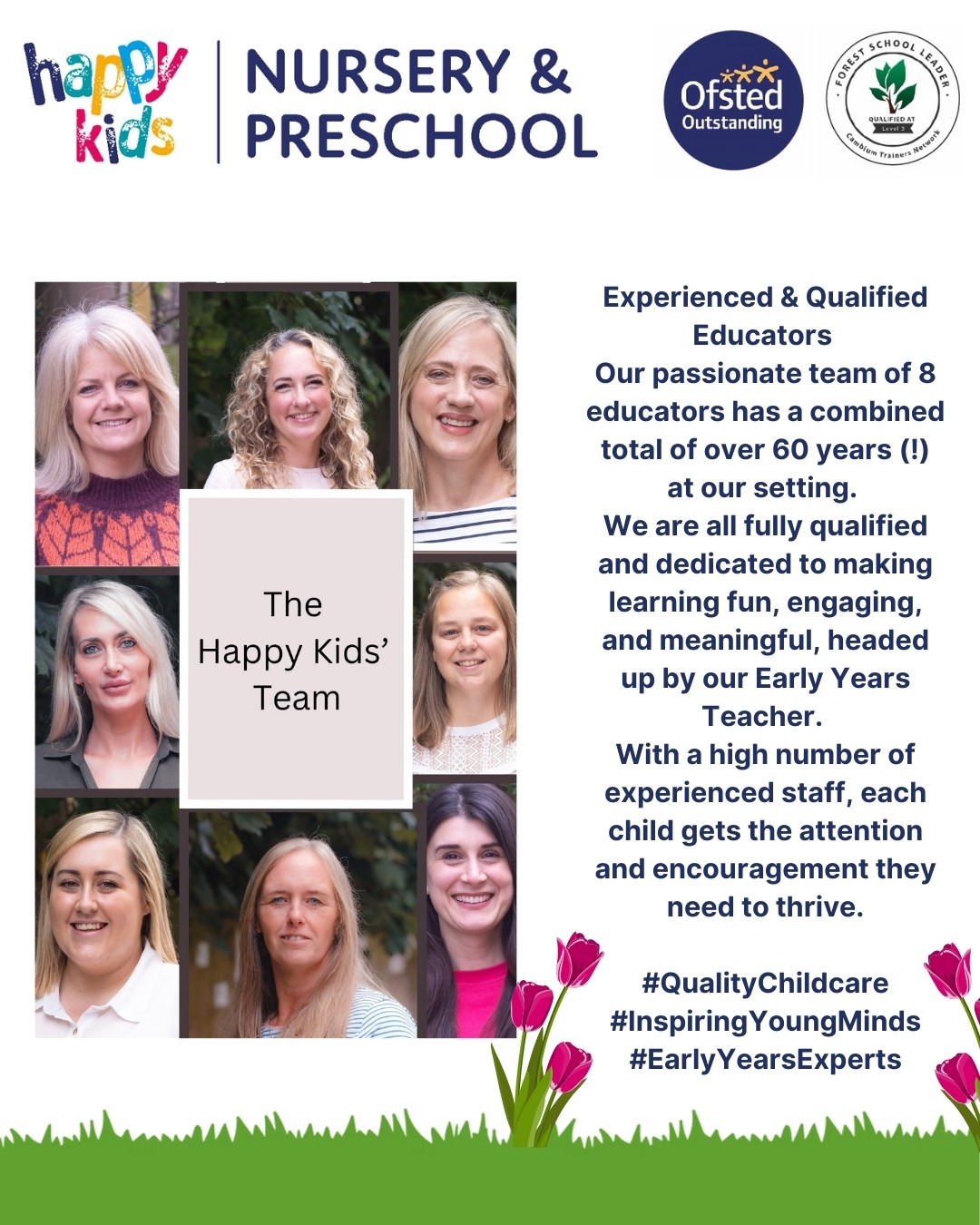 Experienced & Qualified Educators 👩🏫
Our passionate team of 8 educators has a combined total of over 60 years (!) at our setting. We are all fully qualified and dedicated to making learning fun, engaging, and meaningful, headed up by our Early Years Teacher. With a high number of experienced staff, each child gets the attention and encouragement they need to thrive.
#qualitychildcare #inspiringyoungminds #earlyyearsexperts #happykids #altrincham #earlyyears #nursery #preschool #agreatplacetobe