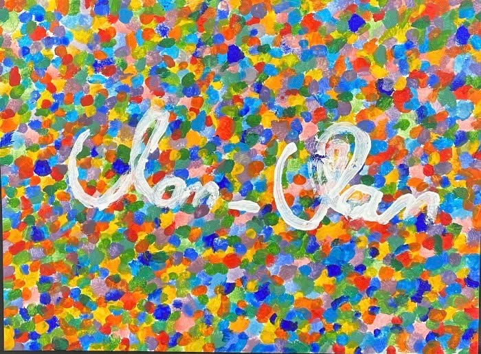 🌀🎨 Clan Clan – een creatie van Vivi
Een explosie van kleur, een echo van gedachten.
"Clan Clan" ontstaat op dat ene moment...
Wanneer je midden in een gesprek zit,
en plots beseft:
je praat alleen.
De ander is weg.
En in je hoofd hoor je het zachtjes nagalmen: clan clan – alsof je eigen stem door een lege ruimte rolt.
Vivi vangt dat gevoel – met kleur, chaos en een knipoog naar het onbewuste.
#ClanClan #ViviKunst #GedachtenInKleur #AlleenInGesprek #EchoInJeHoofd #KunstMetEenVerhaal