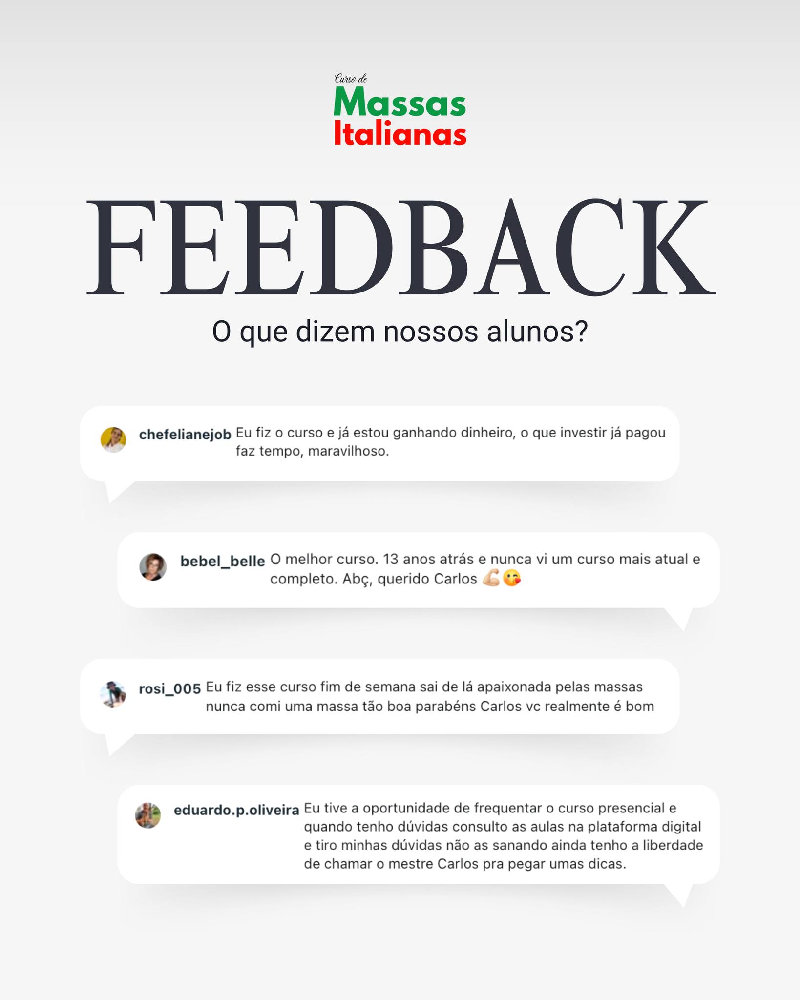 O que nossos alunos têm a dizer fala por si só!
Nosso curso de massas italianas transforma vidas — seja para quem quer empreender, se aperfeiçoar na cozinha ou simplesmente viver a experiência de fazer massas artesanais com excelência.
💬 “Já estou ganhando dinheiro.”
💬 “Nunca vi um curso mais atual e completo.”
💬 “Nunca comi uma massa tão boa!”
💬 “Tenho acesso ao mestre Carlos até depois do curso!”
🚀 Faça parte dessa jornada você também.
📲 Link na bio para garantir sua vaga!
#CursoDeMassasItalianas #MassasFrescas #DepoimentosReais #ChefProfissional #GastronomiaItaliana #ProvaSocial #MassasArtesanais #cursos