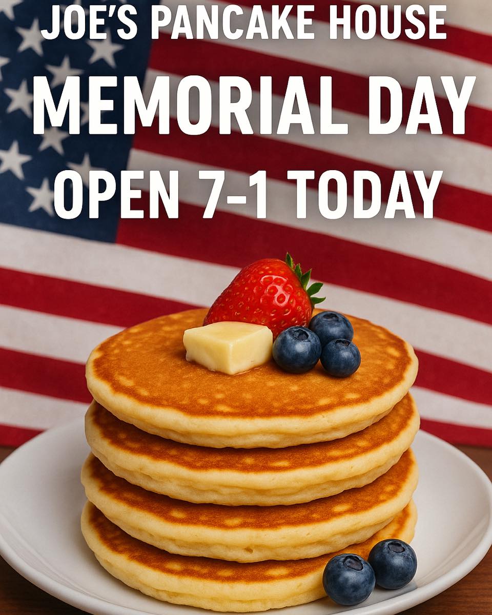 🇺🇸 Happy Memorial Day from Joe’s Pancake House! 🇺🇸
Today, we honor and remember the brave men and women who made the ultimate sacrifice for our freedom. ❤️🤍💙
We’re open from 7 AM to 1 PM — come start your day with a delicious breakfast and a moment of gratitude.
🥞 🇺🇸 Great food. Warm company. Grateful hearts.
2532 S. Kolb Rd.
520-747-7536
Www.JoesPancakeHouseTucson.com
#MemorialDay #JoesPancakeHouse #HonorAndRemember #OpenToday #PancakeLove #TucsonFoodie #tucsonbreakfastspots #localdiner #BreakfastLovers #momandpopshop #Tucson #thingstodointucsonarizona #tucsonbreakfastspot #tucson #tucsonarizona #supportsmallbusiness #tucsonaz #supportsmallbusinessowners