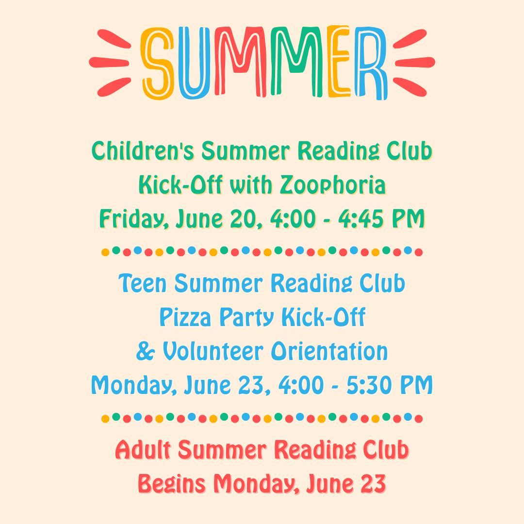☀️ It's Summer Reading Club time at the Ridgewood Public Library! From children to teens to adults, no matter your age, there is a Summer Reading Club for everyone. Each program includes fun events (starting this Friday!) and tons of prizes sponsored by the Friends of the Ridgewood Public Library. Head over to www.ridgewoodlibrary.org to register today!
#LoveYourLibrary #FriendsoftheRidgewoodLibrary #RidgewoodPublicLibrary #SRC #SummerReadingClub