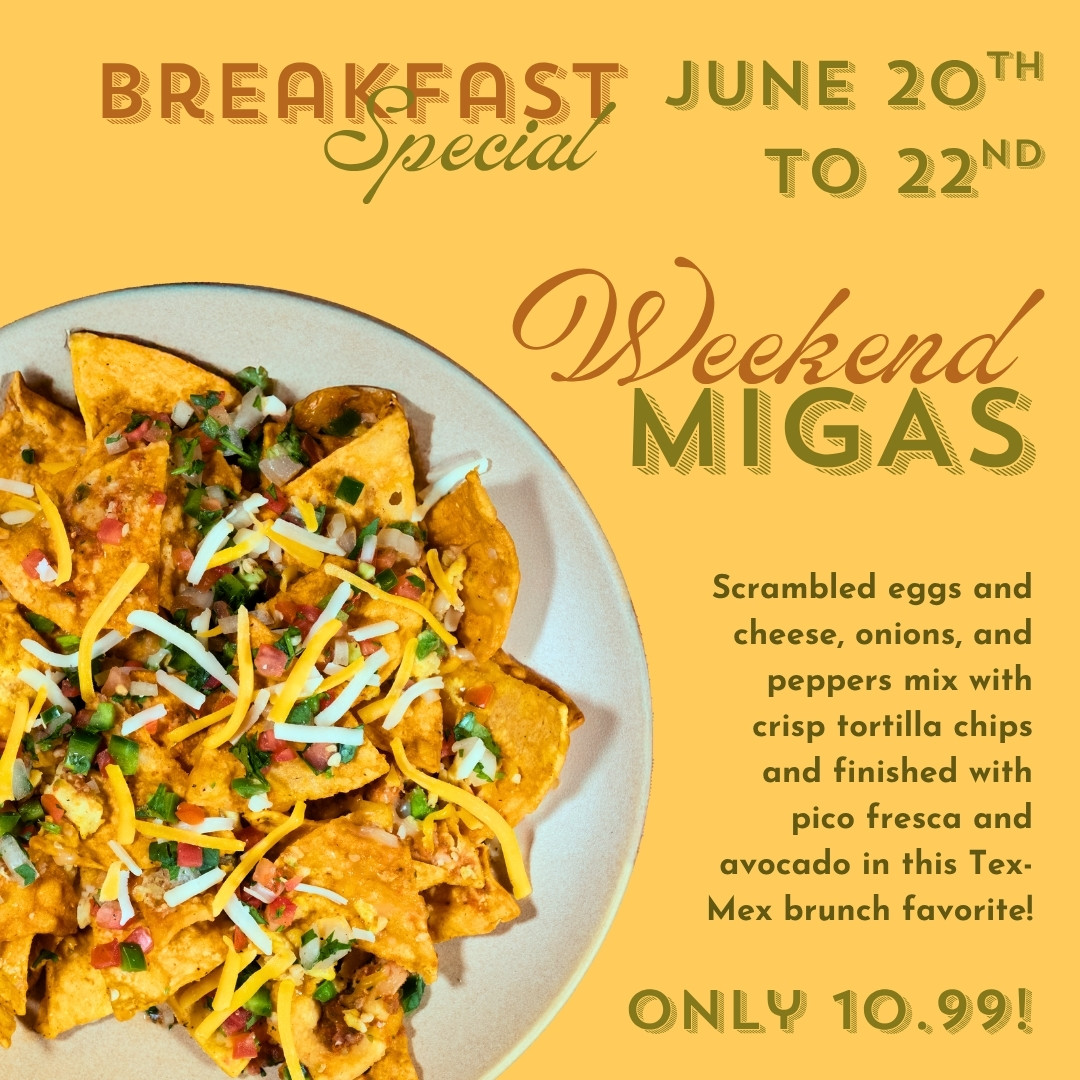 🌶️ Weekend Migas Are Here!
Get ready for a Tex-Mex brunch favorite done the Porters way! Our Weekend Migas bring together fluffy scrambled eggs, melty cheese, sautéed peppers and onions, and crispy tortilla chips—topped off with fresh pico fresca and avocado.
✨ It’s bold, flavorful, and ONLY $10.99—but only this weekend!
📅 June 20–22
📍 Porters Restaurant | Farmington, NM
#WeekendMigas #TexMexBrunch #PortersBreakfast #FarmingtonEats #BrunchDoneRight #SouthwestFlavor #WeekendSpecial