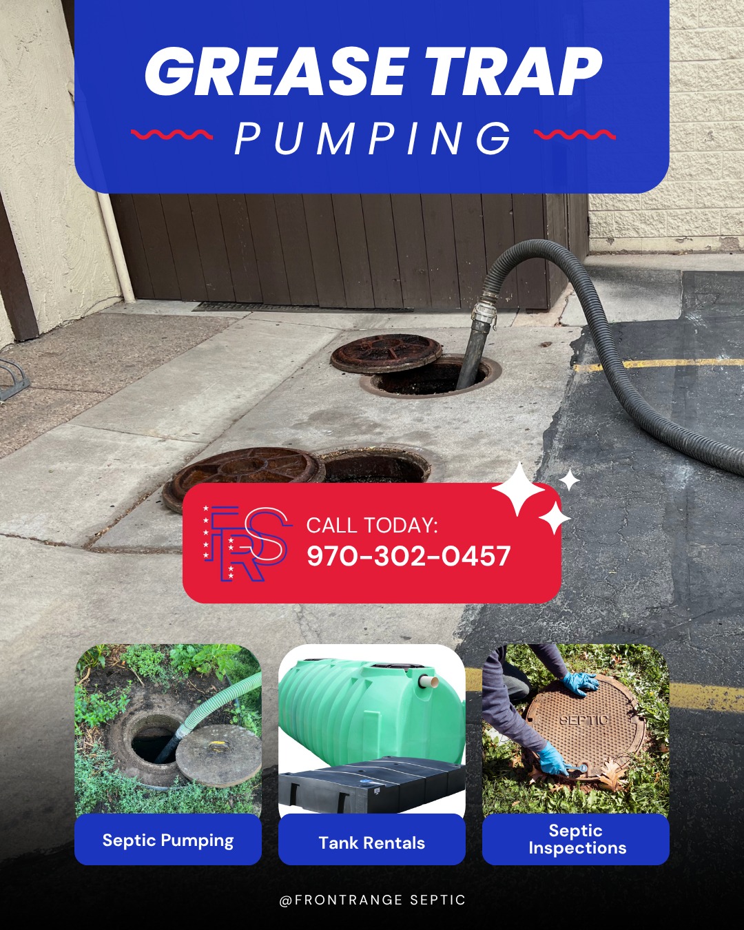 We proudly serve Northern Colorado including Greeley, Loveland, Longmont, Windsor & Fort Collins and beyond.
We’re your hometown team.
Grease traps, septic systems, and peace of mind—delivered fast.
Call now and book your first trap cleaning, (970) 302-0457
#NorthernColoradoBusiness #GreaseTrapCleaners #FrontRangeSeptic