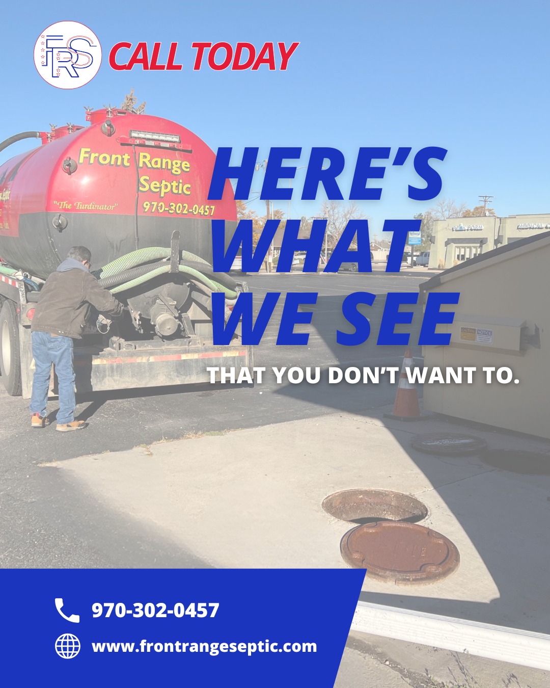 Here’s what we see...that you don’t want to...
A clean kitchen can hide a very dirty secret…
Grease traps are nasty. We’re not afraid of them.
Give us a call to schedule a clean—Call Today (970) 302-0457
#GreaseTrapTruth #KitchenCleanup #FrontRangeSeptic