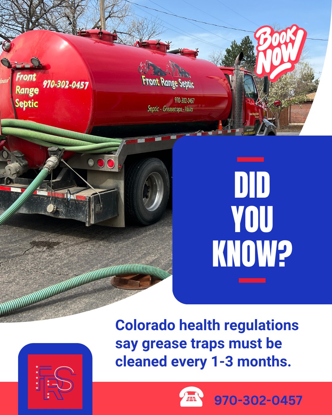Did you know?
Colorado health regs say grease traps must be cleaned every 1-3 months.
You keep the kitchen clean—we’ll keep it legal.
Call now or visit our site to book a clean. (970) 302-0457
#GreaseTrapFacts #RestaurantCompliance #HealthInspectionReady