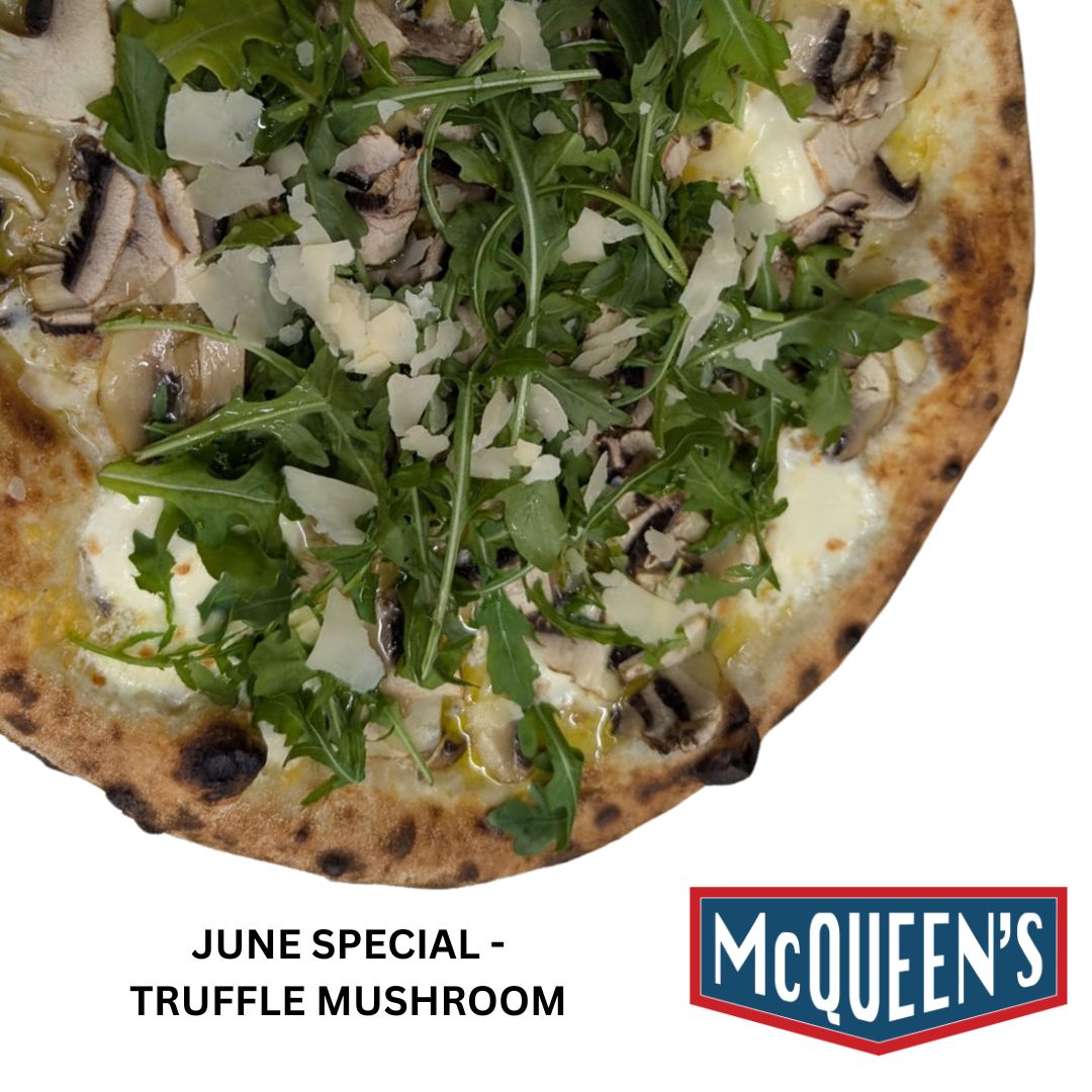 McQueen's is proud to introduce our June Special - the Truffle Mushroom Vegetarian Wood Fired Pizza.
Garlic Oil Base, Fior Di Latte, Parmesan, Mushroom, Truffle Oil and Rocket. Only $24.
We are open for wood fired pizza from 4.30 - 8 pm Wednesday to Sunday evenings. Pick up, Delivery, Dine In.
#mcqueenswoodfiredpizza #pizza #woodfiredpizza #takeaway #delivery #homedelivery #dinein #glutenfree #vegan #freshisbest #buylocal #eatmoreveg #azzuricheese #woodend #woodendvillage #lovewoodend