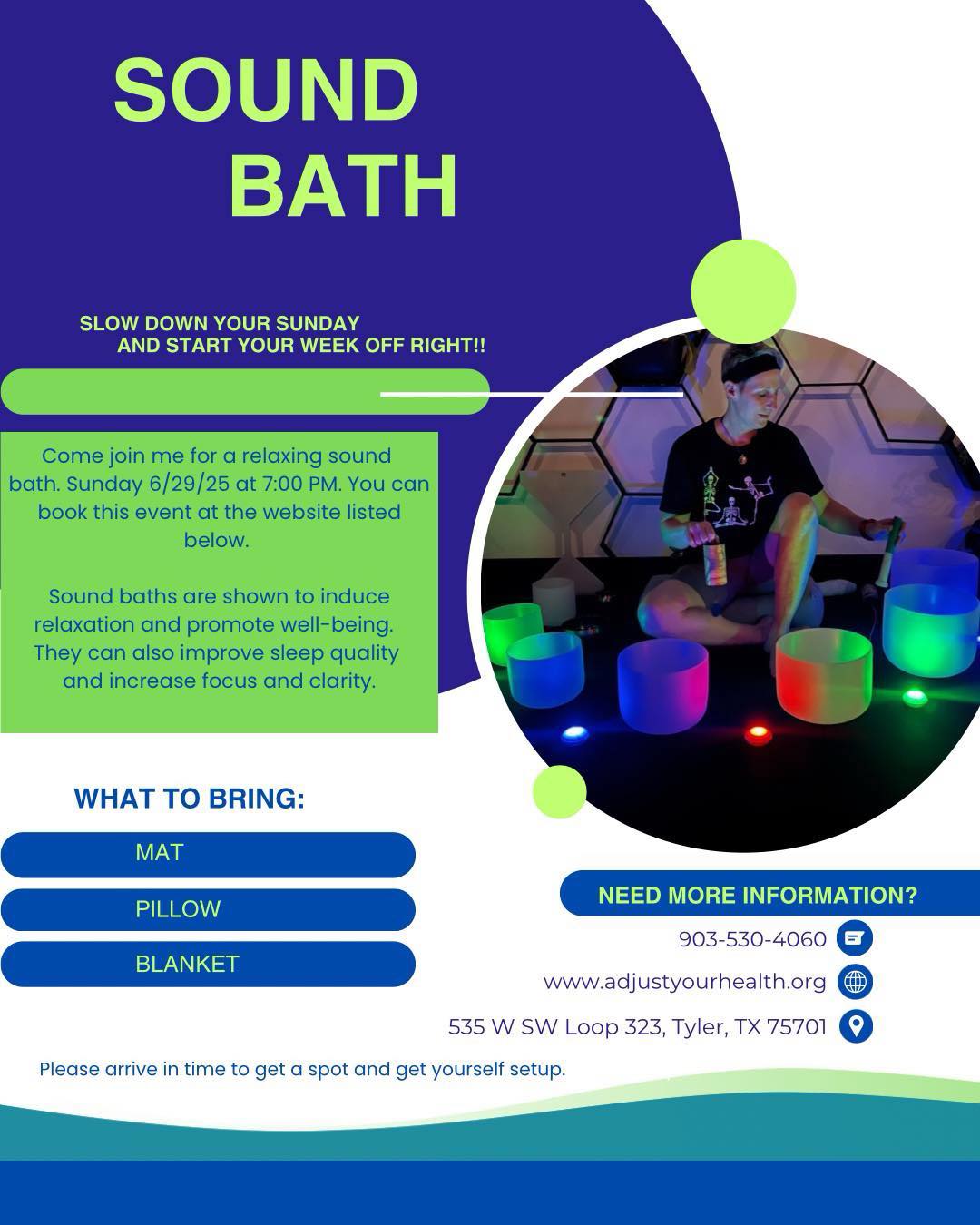 Sign up today! Sound bath June 29 at 7:00 pm.