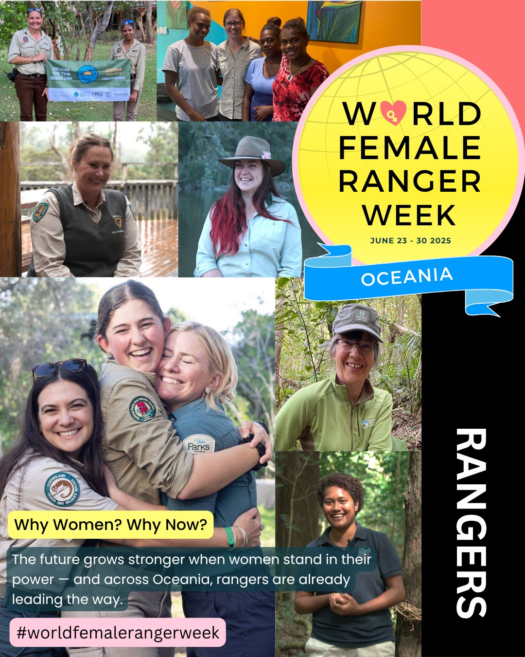 Why women? Why now? Because the world can’t wait.
From the mountains of Papua New Guinea to the coral coasts of Fiji, from the deserts of Australia to the deep forests of the Solomons — women rangers across Oceania are showing up, speaking out, and protecting what matters most.
They bring skills, strength, leadership, culture, and care — and their impact goes far beyond conservation.
This World Female Ranger Week (June 23–30), I’m proud to stand with them and to represent Oceania’s rangers as part of the International Ranger Federation.
🌍 Find out more at @worldfemalerangerweek
#worldfemalerangerweek #howmanyelephants #womenrangers #oceaniarangers #rangersleadtheway #thingreenline #rangerlife #IRF #genderequity #conservationheroes @int_ranger_fed @thingreenlinefoundation @sarangerassociation @qldrangerassociation @howmanyelephants