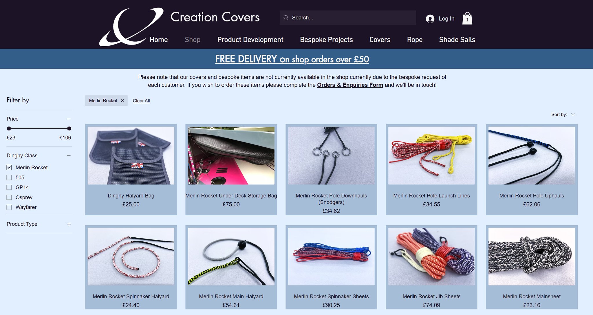 🚀 We’ve just launched our brand new online shop and it’s set sail just in time for Merlin Rocket Week in Salcombe! 🚀
Whether you're fine-tuning your rig or getting the boat out for the first time this year, we’ve got the rope you need.
Head over to the website for £10 off using promo code MERLINROCKET25
👉 Check it out now: www.creationcovers.co.uk/category/all-products
#MerlinRocket #DinghyRacing #roblineropes #CreationCovers #SailingShopLaunch #salcombeyachtclub