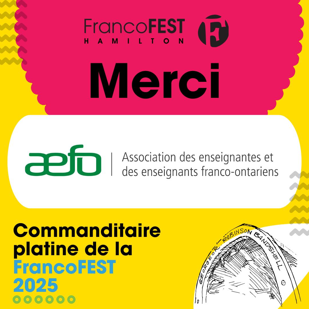 Un immense merci Ă lâ@aefoprovinciale , notre commanditaire platine, pour son soutien essentiel Ă FrancoFEST 2025! đâš
GrĂące Ă votre engagement envers la langue française et la communautĂ© francophone, le festival a pu offrir un week-end rempli de culture, de musique et de fiertĂ© francophone. đ
Merci dâĂȘtre un partenaire engagĂ© dans le rayonnement de la francophonie Ă Hamilton!
#FrancoFEST2025 #MerciAEFO #CommanditairePlatine #FiertéFrancophone #PartenaireEngagé