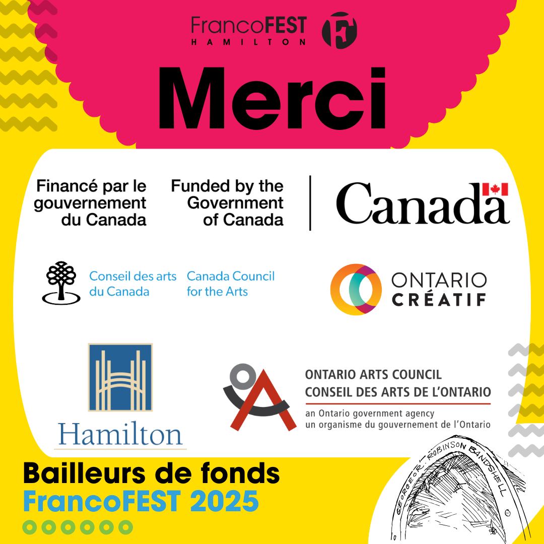 Un merci sincÚre à nos bailleurs de fonds pour leur appui essentiel au développement de la culture francophone dans notre communauté.
Votre soutien rend tout cela possible. đ
governmentofcanada
@conseilartscan
@ontariocreates
@cityofhamilton
@conseilartsontario
#BailleursDeFonds #Merci #FrancoFEST2025 #FestivalFrancophone #hamont #CultureFranco #CommunautĂ© #Hamilton #WhatToDoInHamilton #Francophonie #HamOntEvents #MusiqueFranco #Gratuit #ĂvĂ©nementGratuit #FreeEvent #SortieEnFamille #HamiltonArts #ExploreHamilton #HamiltonFestivals #ThingsToDoInHamilton #OntarioEvents #FestivalSeason