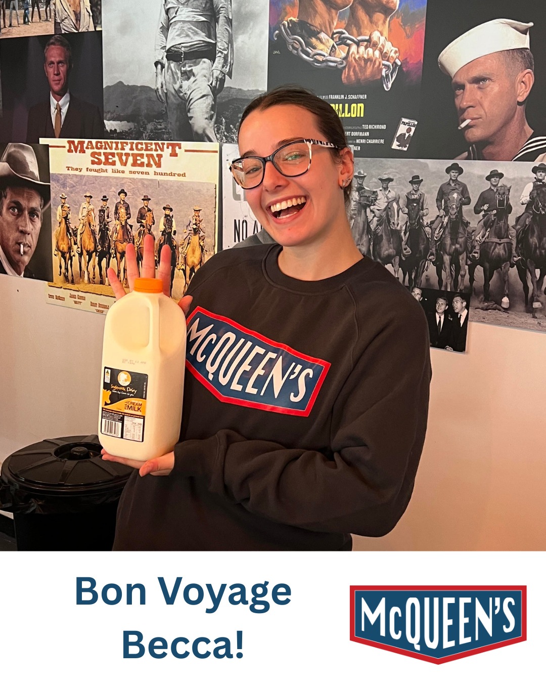 Bon Voyage Becca, who is returning to the UK to begin her university studies. All the best from team McQueen's.
We are open for dark roast coffee and wood fired panini from 7 - 11 am Monday to Friday and 8 am - 12 pm on Saturday.
#mcqueenswoodfiredpizza #coffee #espresso #motobean #reaperblend #serendipity_icecream #coffeesnobsofmelbourne #caffeinedaily #VictoriaArduinoBlackEagle #buylocal #woodend #woodendvillage #lovewoodend