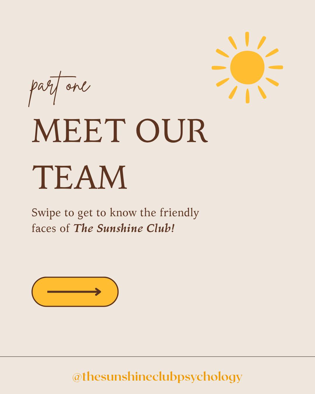 Say hello to some of the faces of The Sunshine Club (Part One) 🌼✨
Our team of dedicated psychologists are here to support you with care, compassion, and no-nonsense guidance. Swipe through to meet the faces behind The Sunshine Club. You are so brave and we're glad you're here 💛
To book an appointment with one of our psychologists, call 0466 472 731 or email us admin@thesunshineclubpsychology.com
#MeetTheTeam #MentalHealth