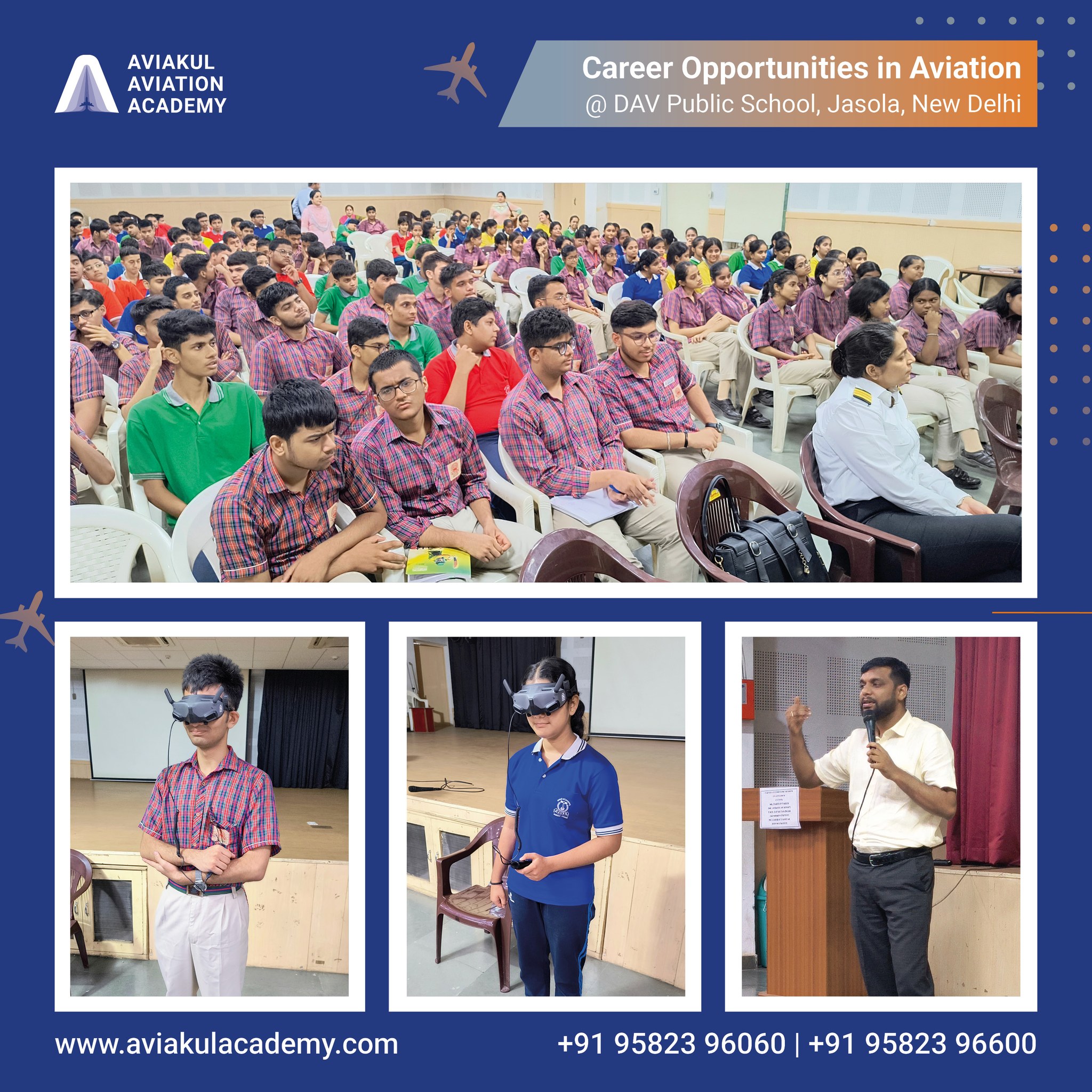 A seminar session was conducted by the Aviakul Group of Companies at DAV Public School, Jasola Vihar, New Delhi, led by our Managing Director, Mr. Vaibhav Varun. The session saw enthusiastic participation from students of classes 10 and 12 who were highly engaged throughout. Mr. Varun shared valuable insights on career opportunities in aviation and beyond, sparking curiosity among the students. The interactive session concluded with a lively Q&A, where students eagerly asked questions about shaping their futures. Aviakul remains committed to guiding young minds towards promising career paths.
#aviakulaviationacademy #aviakulacademy #AviationCareers #Aviation @varunastro @dav_jasola_