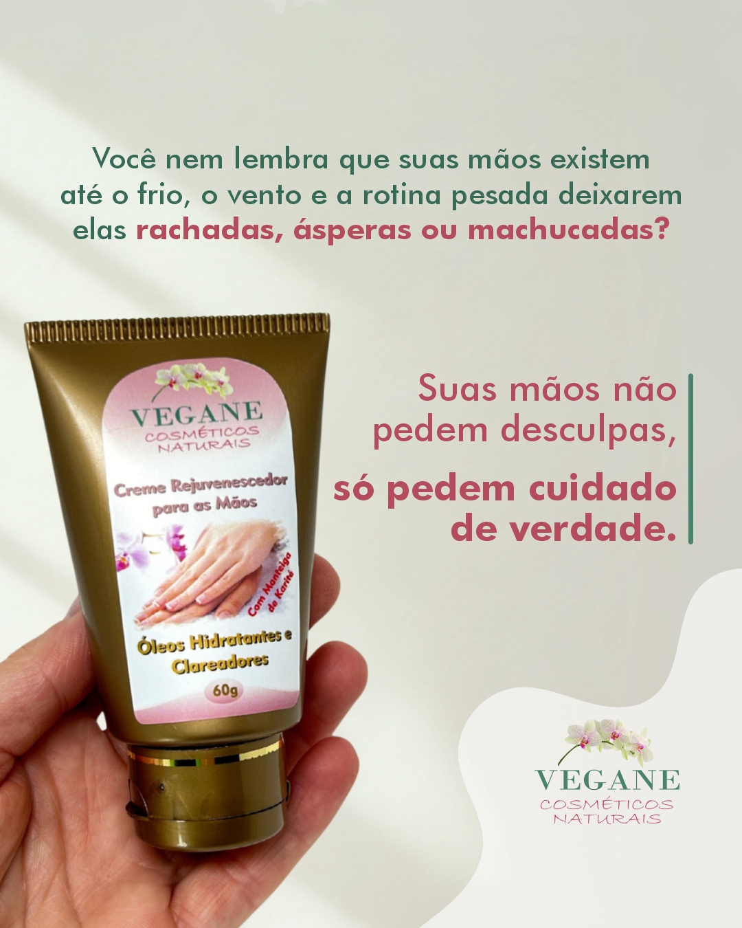 O Creme Rejuvenescedor para as Mãos Vegane é seu aliado diário para um cuidado completo e natural.
Com uma combinação poderosa de óleos naturais e manteiga de Karité, ele hidrata profundamente, nutre e protege, deixando sua pele macia por muito mais tempo.
Além disso, estimula a síntese de colágeno, previne o envelhecimento precoce e ajuda no clareamento de manchas, porque mãos bonitas são mãos cuidadas.
No inverno, quando elas ficam mais expostas ao ressecamento, dar atenção às mãos é um gesto de amor próprio que transforma sua pele e sua autoestima.
.
.
.
#veganecosmeticos #cosmeticosvegano #vegano #cremesparamãos #cosmeticos