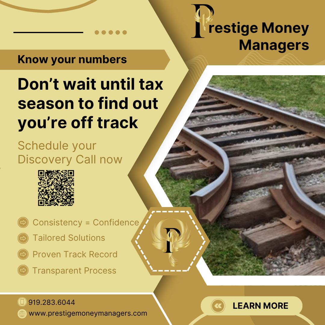 If it’s not in the books, it doesn’t exist. Too many entrepreneurs are guessing their way through finances.
Don’t wait until tax season to find out you’re off track. Let Prestige help you stay organized all year long, not just when the IRS comes knocking. Schedule your discovery call today #PrestigeMoneyManagers #BusinessFinance #KnowYourNumbers #FinanceTips #PrestigeKnowsNumbers #NoMoreGuessing