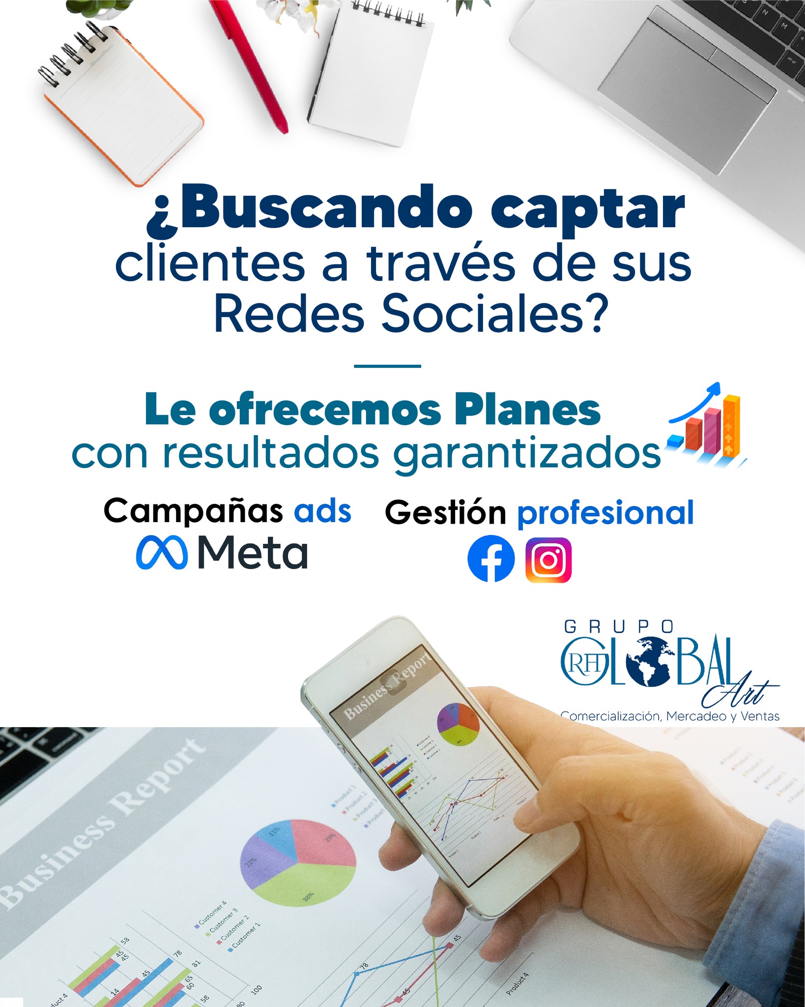 ¡Obtenga clientes a través de sus Redes Sociales!
💼 Le ofrecemos todo lo que usted necesita para captar clientes y posicionar sus productos y servicios.
Nuestros Planes incluyen:
✅ Análisis de mercado y competencia.
✅ Estrategias personalizadas adaptadas a los objetivos del negocio.
📢 Gestión profesional de Campañas publicitarias META Business:
✔ Implementación de anuncios pagos.
✔ Segmentación de mercado para llegar a su cliente ideal.
✔ Optimización con Inteligencia Artificial.
✔ Proyección de resultados de la Gestión del Plan.
📲 Gestión profesional de Facebook e Instagram:
✔ Desarrollo creativo de artes y videos.
✔ Implementación de publicaciones estratégicas.
✔ Monitoreo constante de medios.
✔ Reportes detallados de resultados.
Contamos con 24 años de experiencia comercializando los productos y servicios de nuestros clientes.
Contáctanos ahora vía WhatsApp al 📱+506 8950 2363 📱+58 424 409 0342 y solicita más información.
🌐 Visita www.rhglobalart.com
#RHGlobalArt #GrupoRHGlobalArt #Posicionamiento #ClientesPotenciales #Engagement #RedesSociales #MetaBusiness #GoogleAds #CampañasAds #Comercializacion #Mercadeo #Ventas