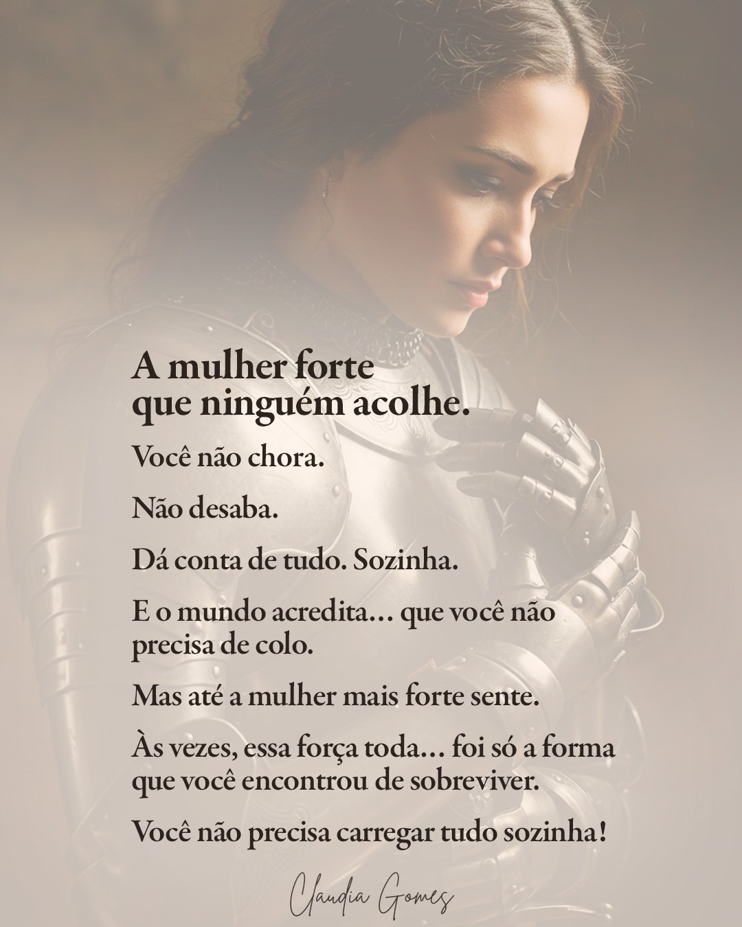 Quantas vezes você engoliu o choro pra manter tudo em pé?
Essa força que o mundo tanto admira… muitas vezes esconde uma exaustão silenciosa.
Um grito preso. Uma mulher que só queria ser amparada.
Na Constelação, a gente olha com carinho pra essa força que virou armadura. E aprende, aos poucos, a confiar… e a descansar.
Me conta aqui: em que momento você precisou ser forte demais?
#ConstelaçãoComAmor #TerapiaHumanizada #ClaudiaGomes
