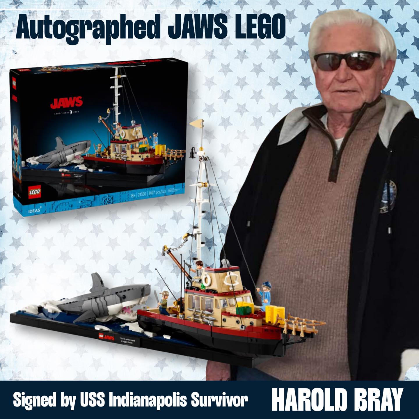 š¦ SIGNED JAWS LEGO SET ā BENEFIT AUCTION š¦
Own a piece of movie and military history.
This factory-sealed 50th Anniversary JAWS LEGO set will be personally signed by Harold Bray Jr., the last living survivor of USS Indianapolis, on July 30, 2025 ā the 80th anniversary of the sinking.
š¬ JAWS didnāt just tell the story ā it helped spark it. The film inspired many survivors to speak openly for the first time, decades after the tragedy. From this came unexpected healing and connection that many of the guys would not have found otherwise.
This one-of-a-kind collectible includes a photo of Harold signing the box, and 100% of proceeds benefit the USS Indianapolis CA-35 Legacy Organization ā the official nonprofit founded with survivor support and endorsed by the families of the final crew.
ā”ļø Learn more or place your bid via the link in bio.
#USSIndianapolis #USSIndy #JAWS #jaws50 #LEGOCollectors #WWIIHistory #NavyVeterans #SignedLEGO #JAWSLEGO #MilitaryHistory #PopCultureAuction #ComiCon #SDCC @jaws50th #popculture #SanDiegoEvents @comic_con @lego #IndianapolisEvents @bookofquint @thedailyjaws